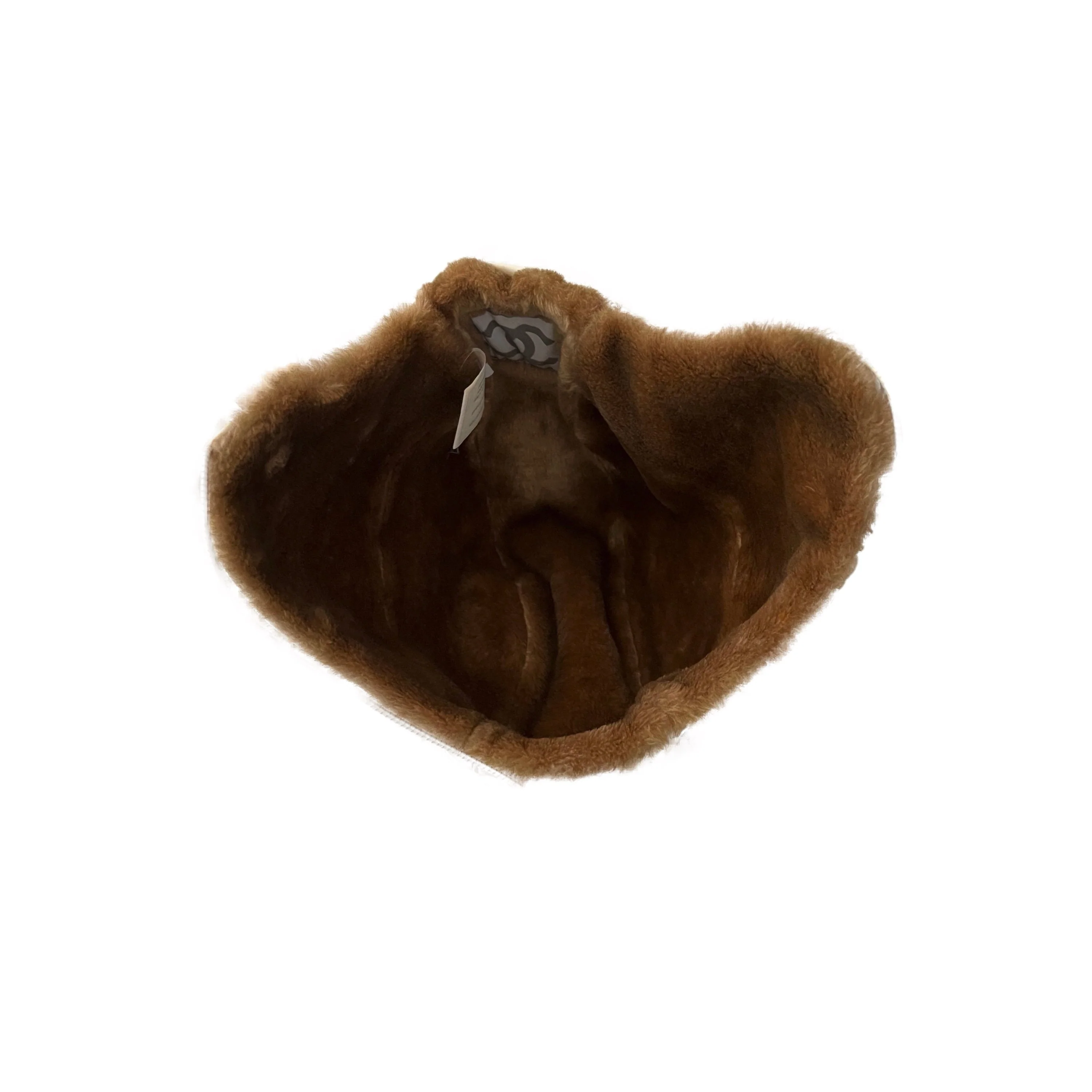 Chanel White Logo Faux Fur Lined Cap - Image 3