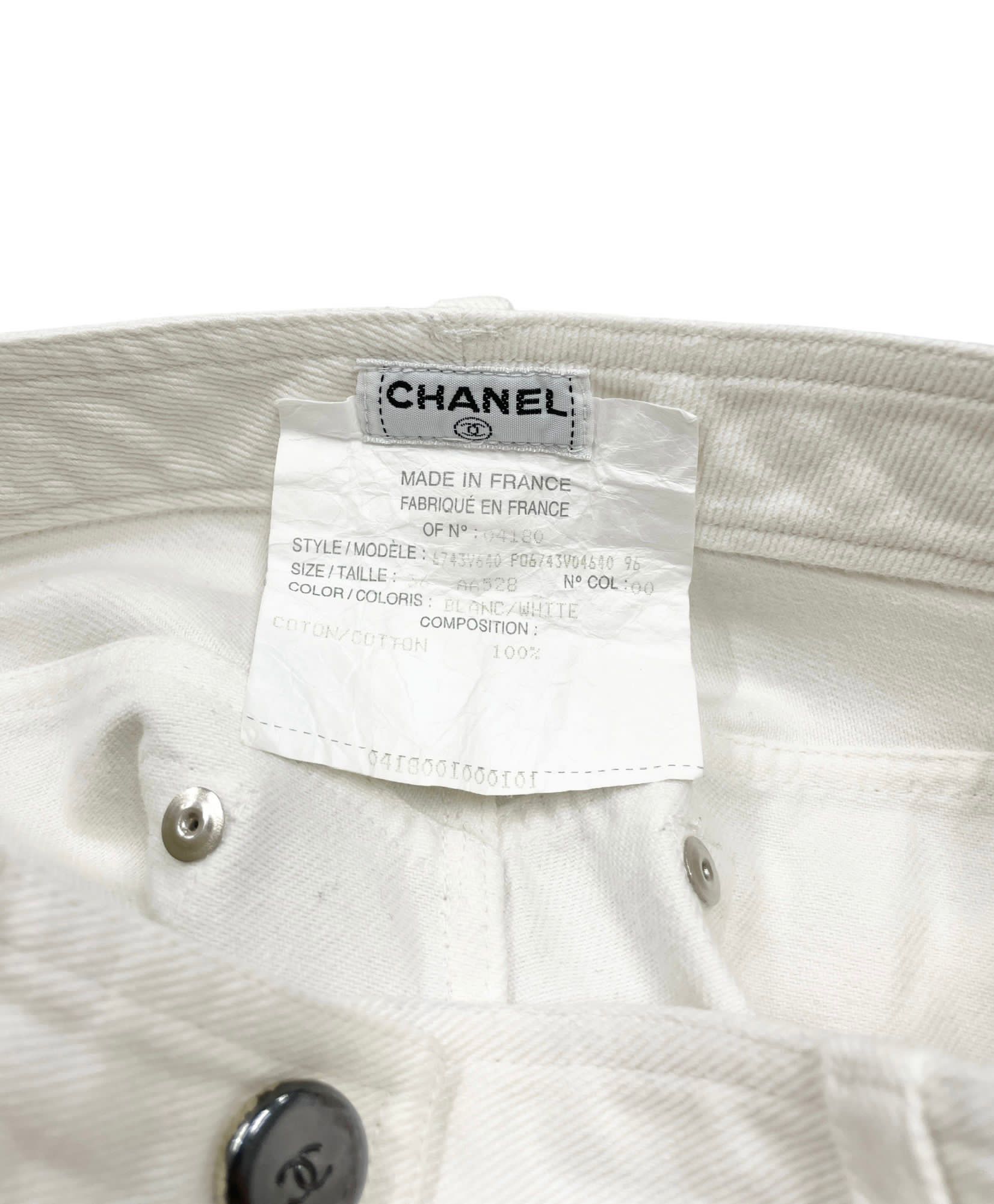 Chanel White Logo Jean Shorts - Image 3