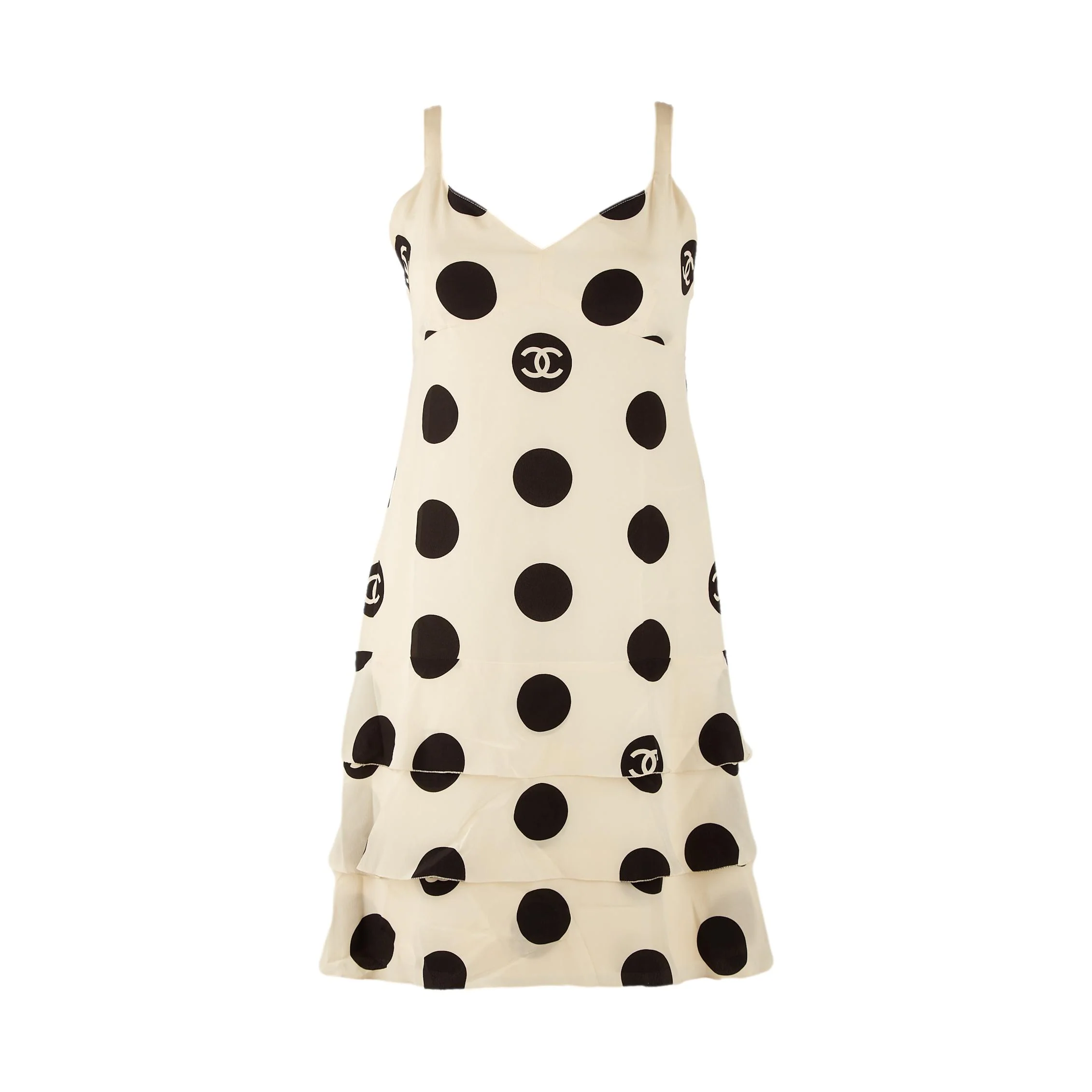 Chanel White Logo Polkadot Dress