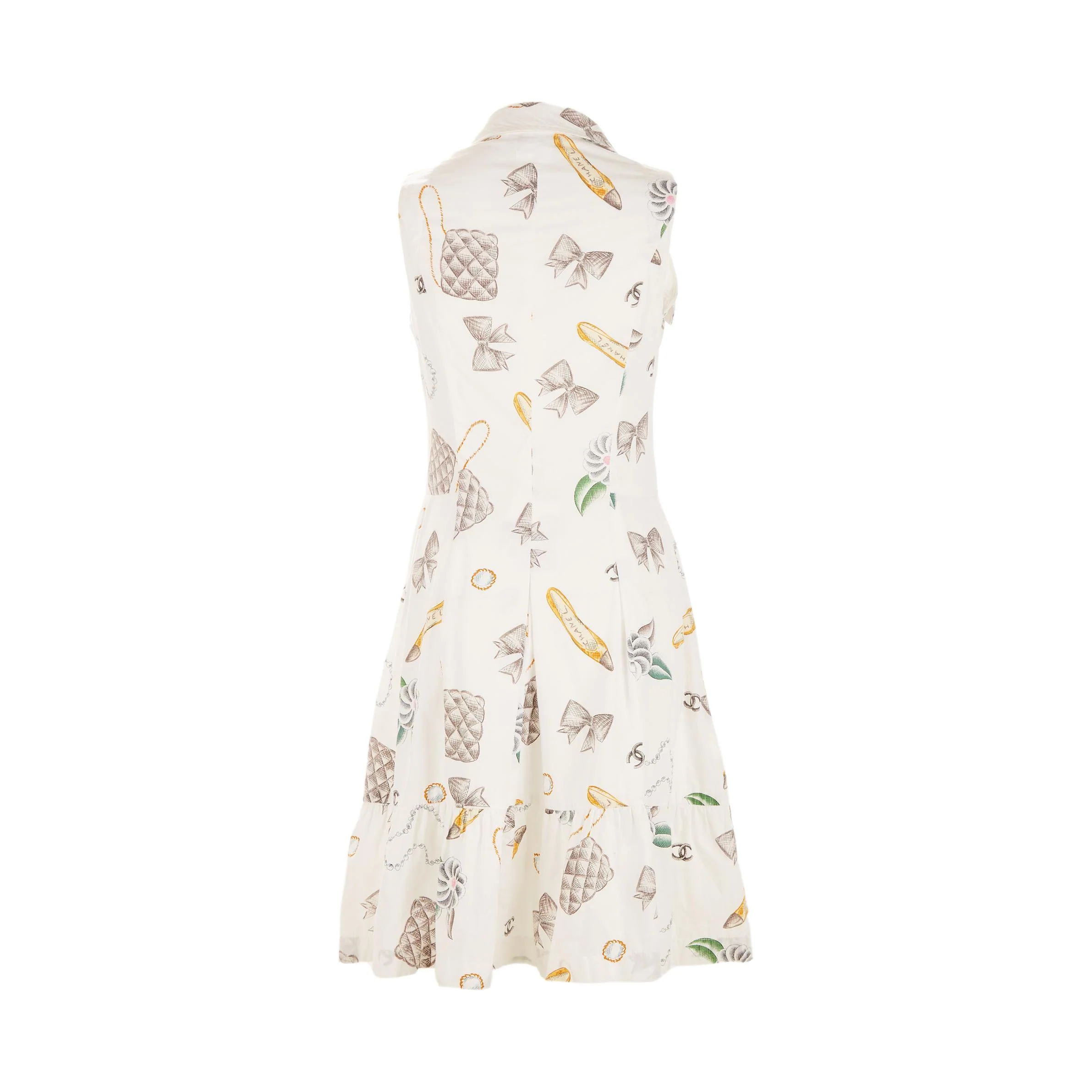 Chanel White Logo Print Collared Dress - Image 2