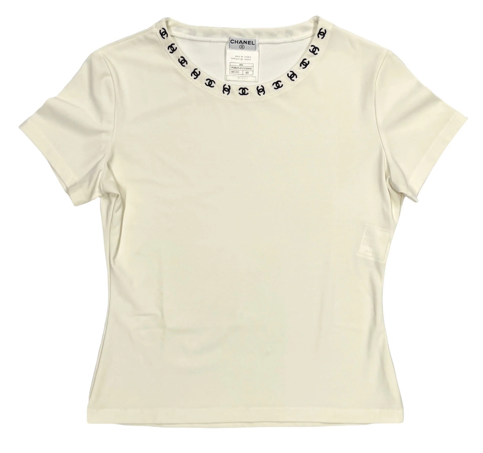 Chanel White Logo Ringer Shirt