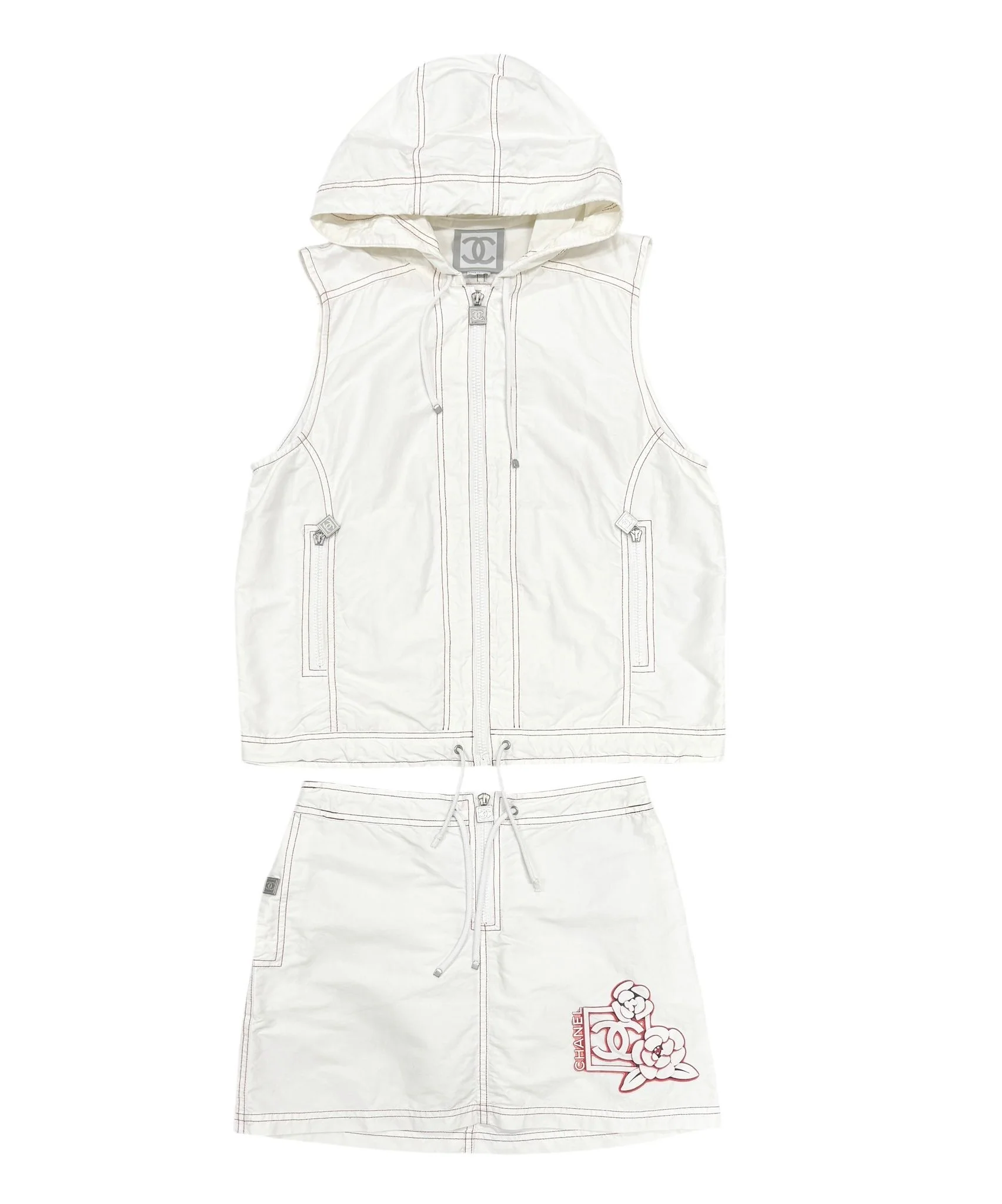 Chanel White Logo Skirt Set - Image 2