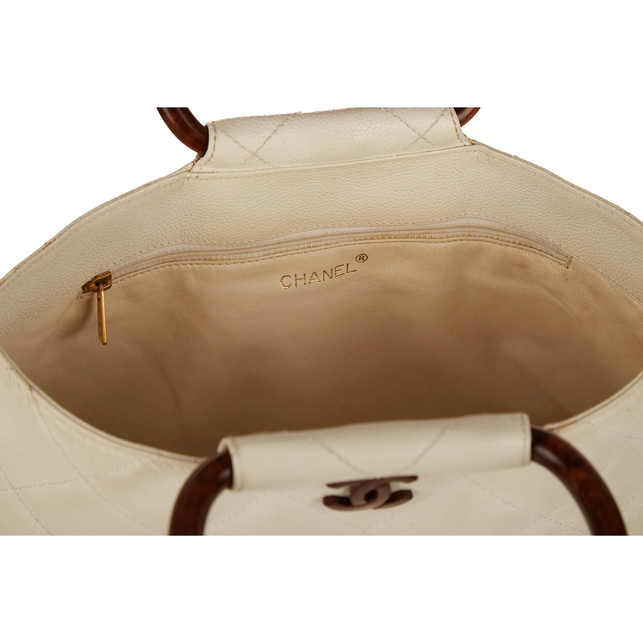 Chanel White Logo Top Handle Bag - Image 4