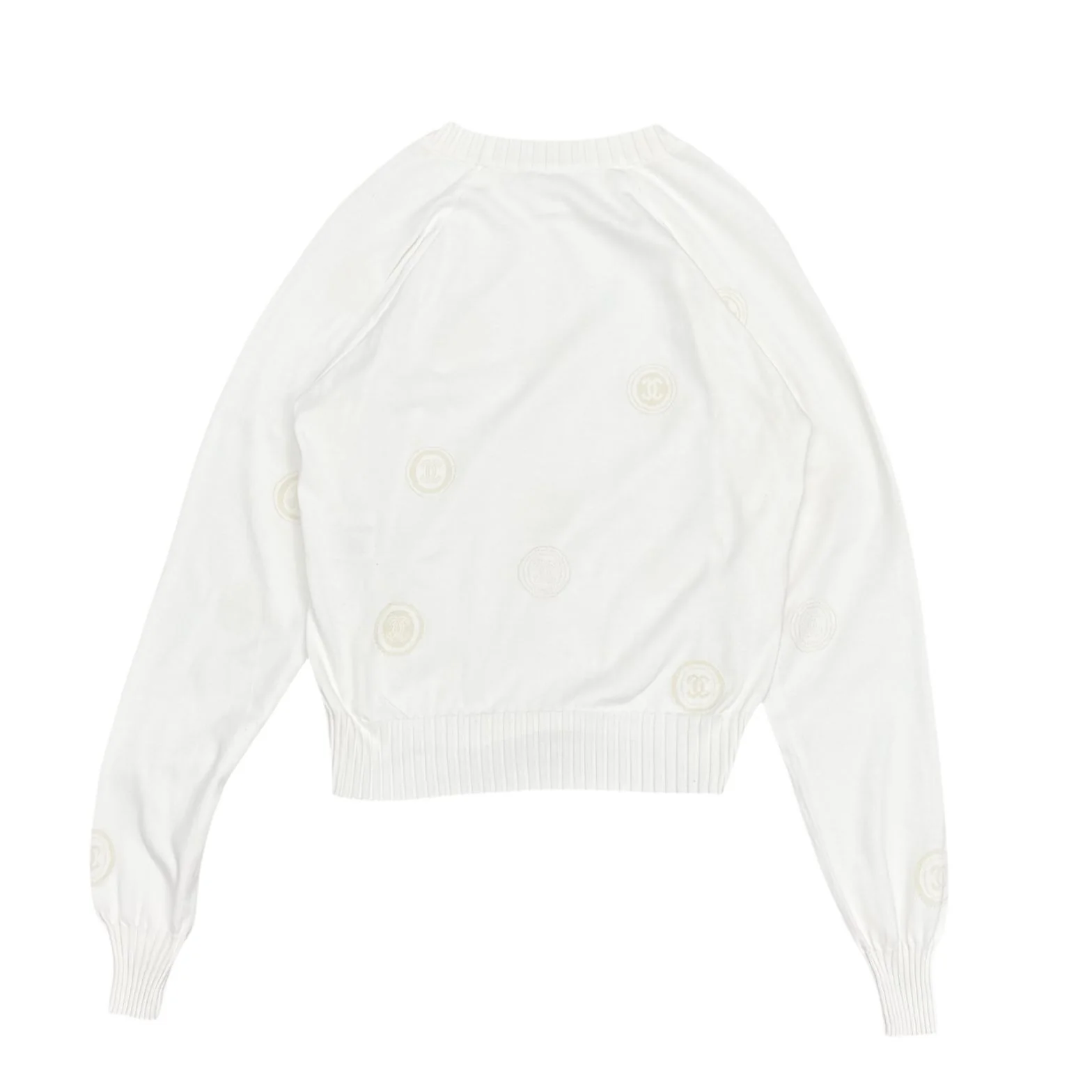 Chanel White Long Sleeve Logo Sweater - Image 2