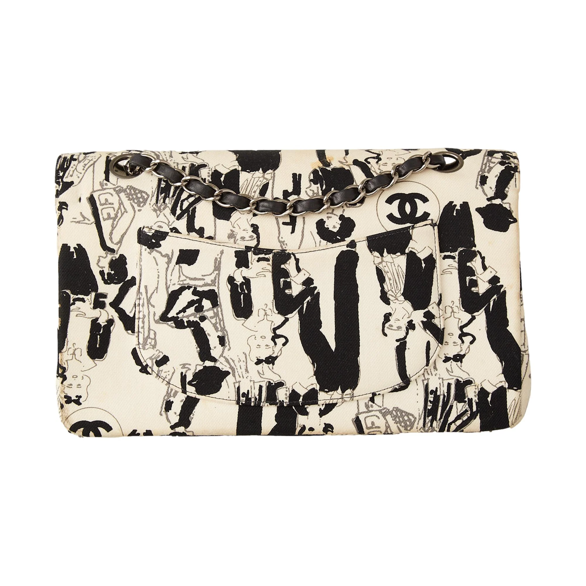 Chanel White Mademoiselle Print Flap Bag - Image 2