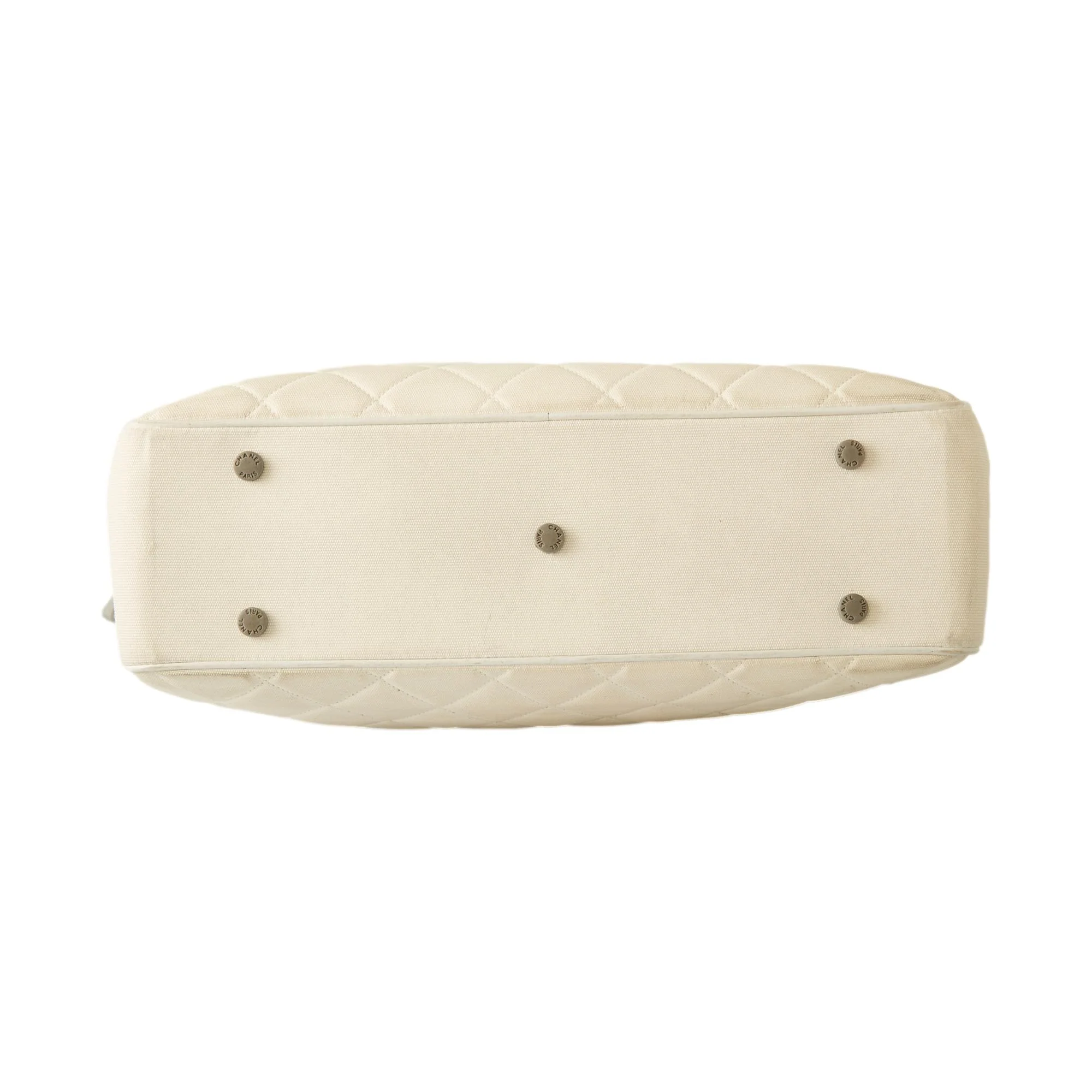 Chanel White Quilted Logo Top Handle Bag - Image 3