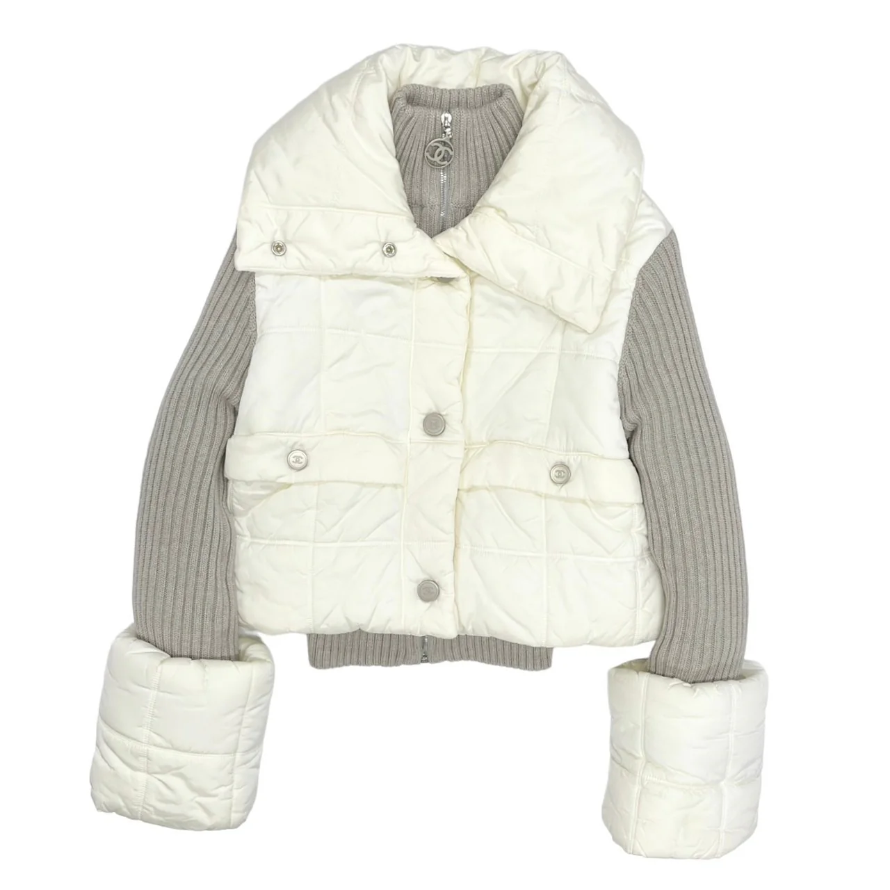 Chanel White Quilted Puffer Jacket - Image 2