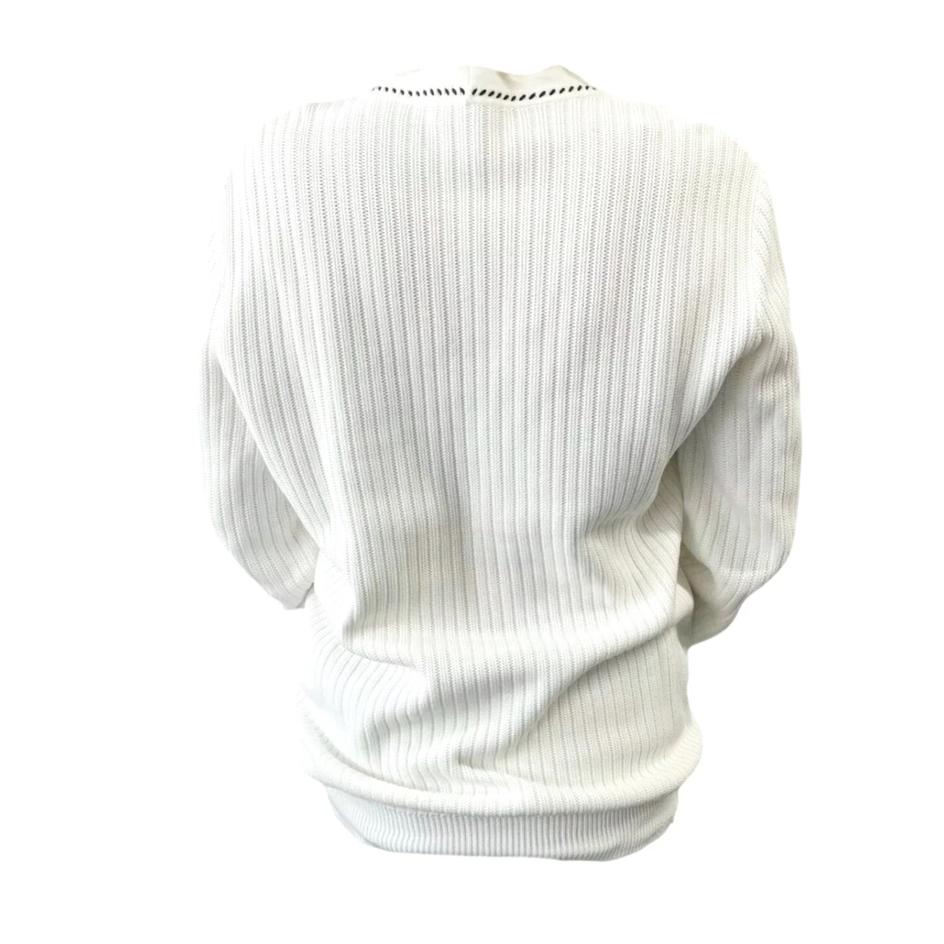 Chanel White Ribbed Logo Cardigan - Image 3