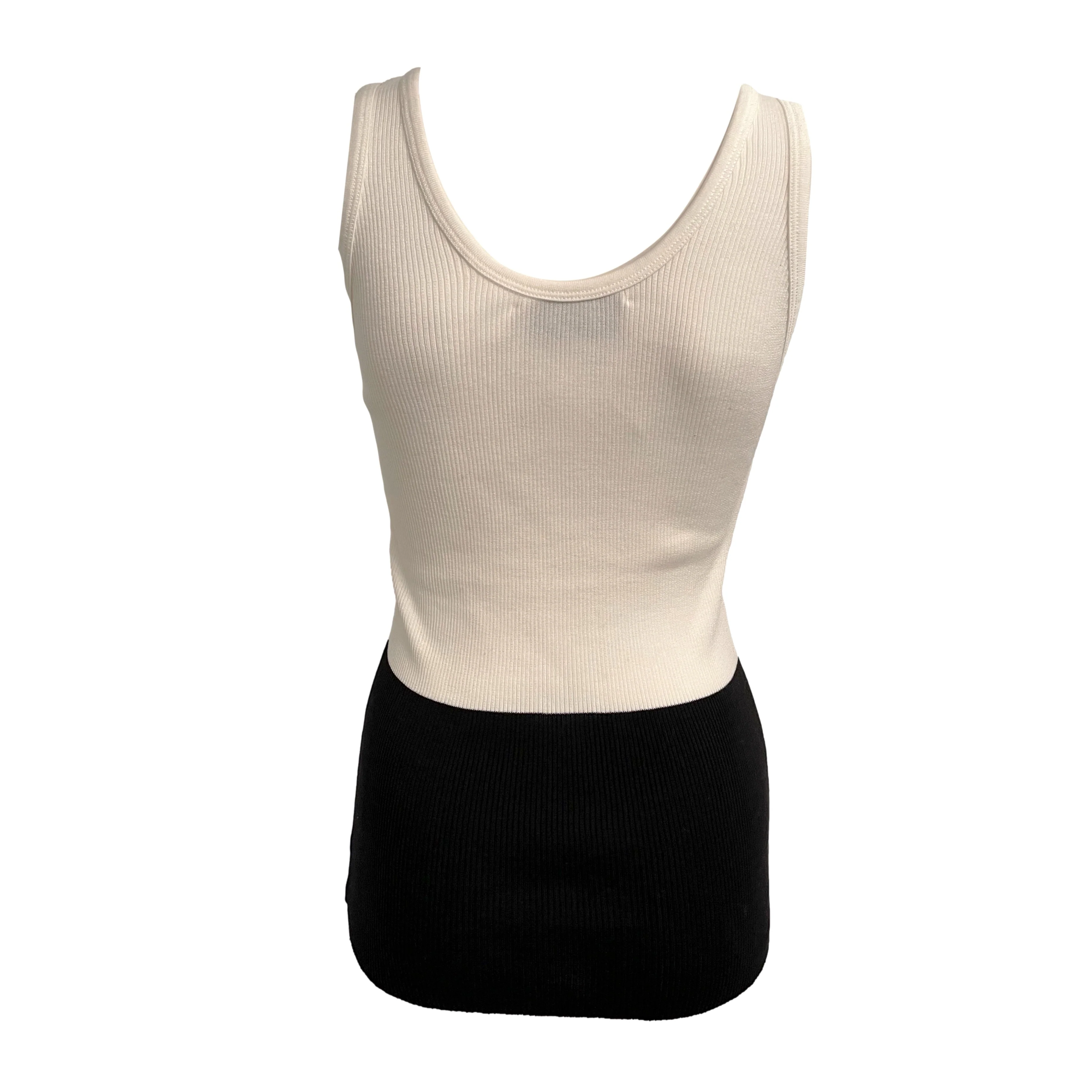 Chanel White Ribbed Logo Tank Top - Image 2