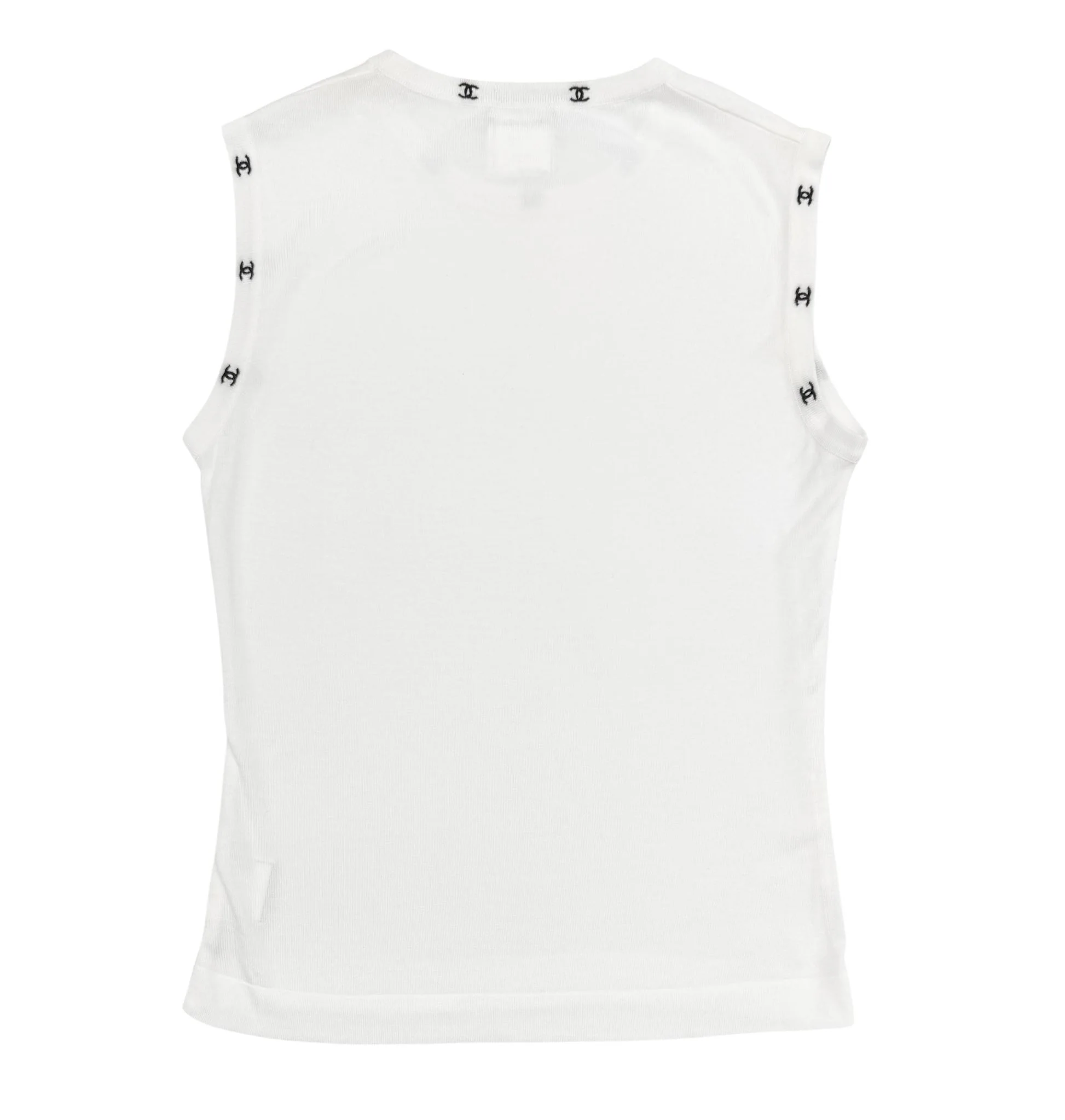 Chanel White Ribbed Logo Tank Top - Image 2