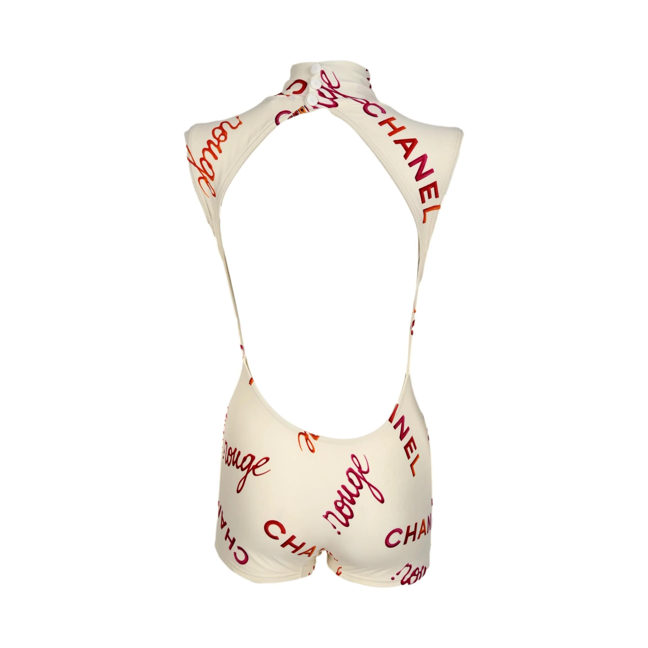 Chanel White Rouge Print Bodysuit - Image 2
