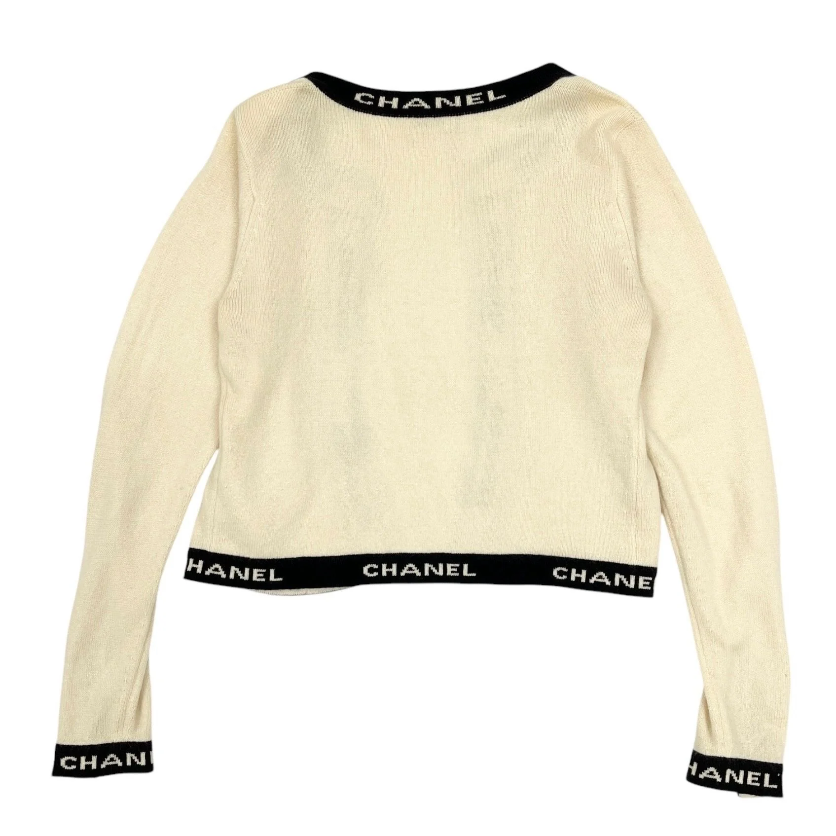 Chanel White Trim Logo Cardigan - Image 2