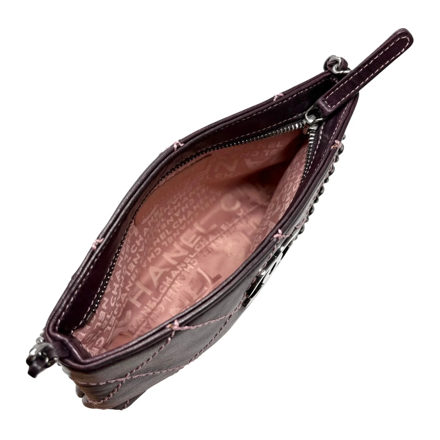 Chanel Wine Contrast Stitch Mini Chain Bag - Image 3