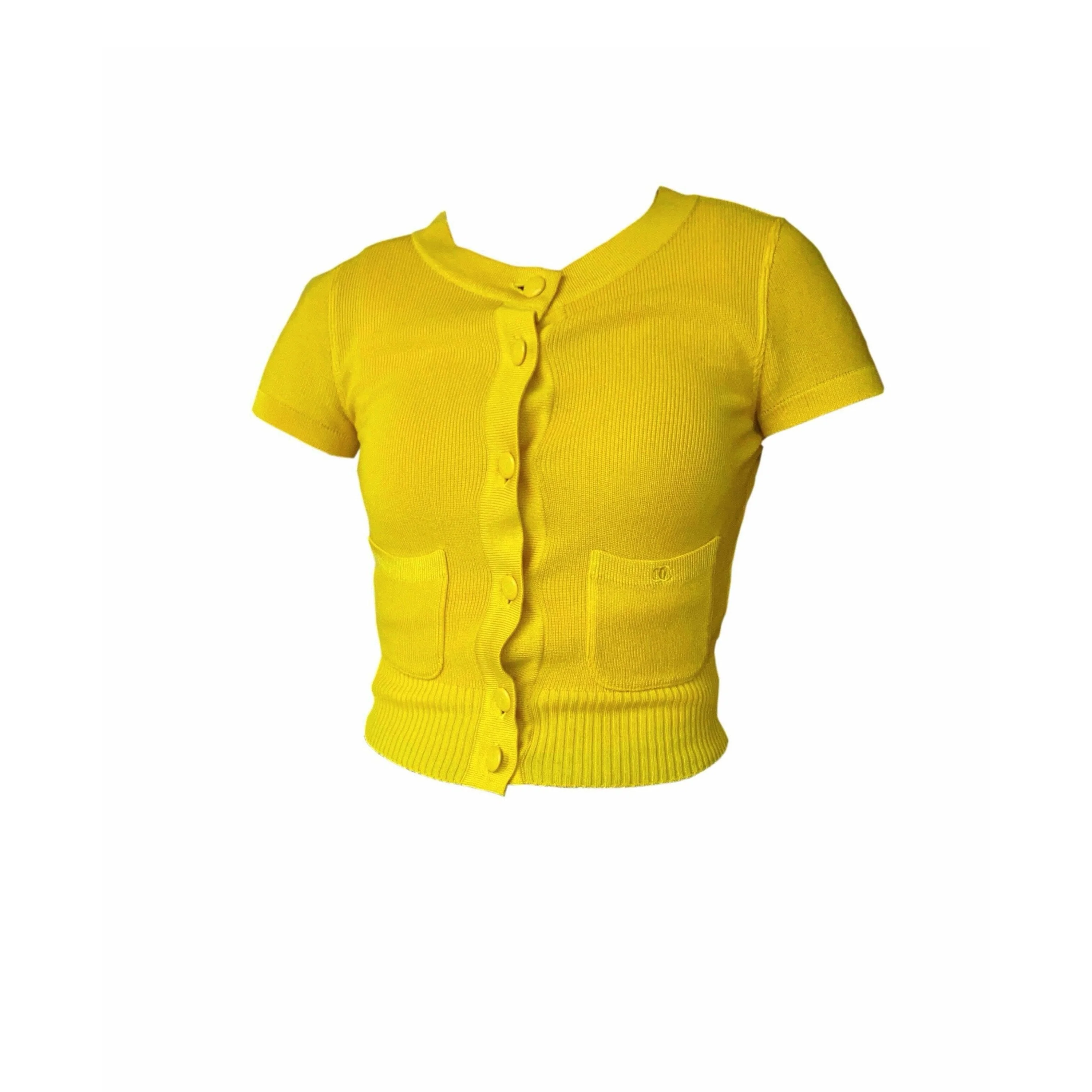 Chanel Yellow Cropped Cardigan
