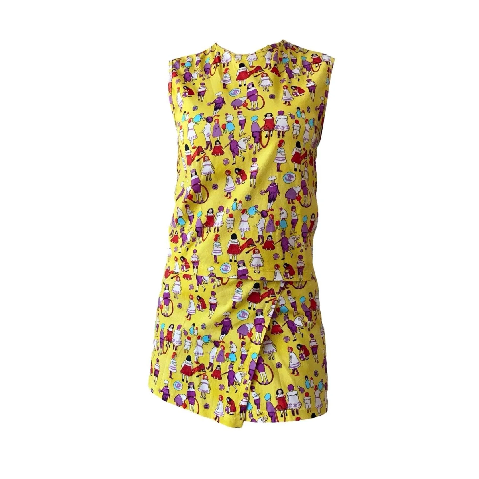 Chanel Yellow Graphic Print Skirt Set