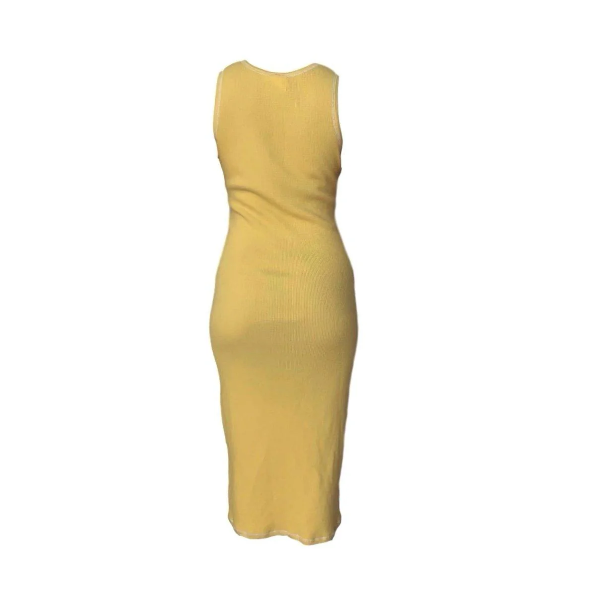 Chanel Yellow Knit Ribbed Logo Dress - Image 2