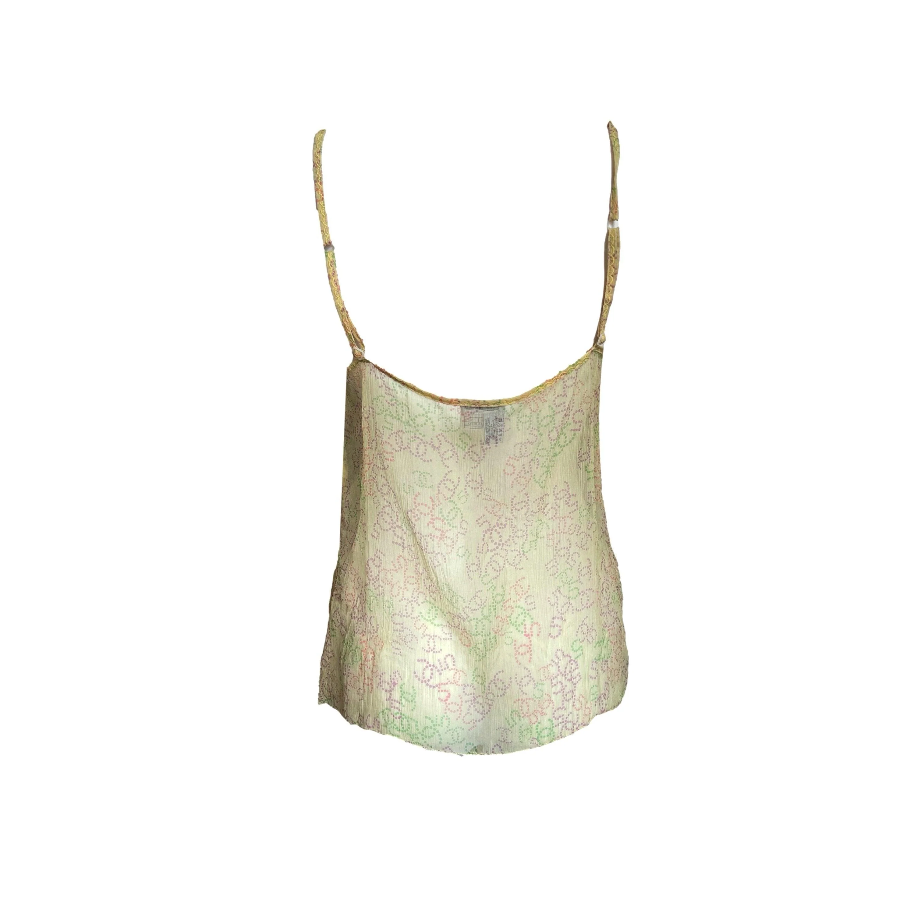 Chanel Yellow Lace Logo Tank - Image 2