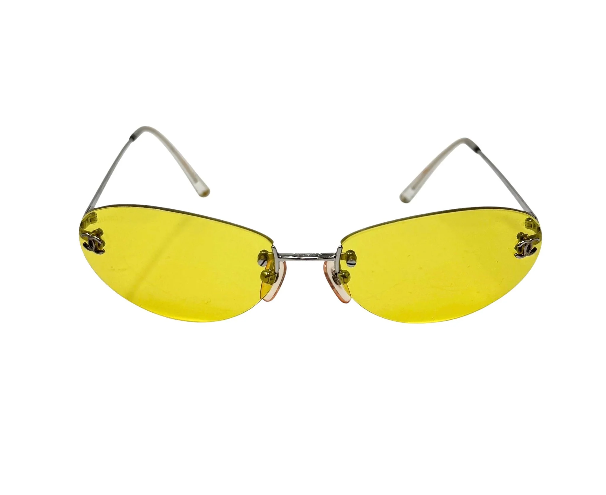 Chanel Yellow Mini Rimless Sunglasses