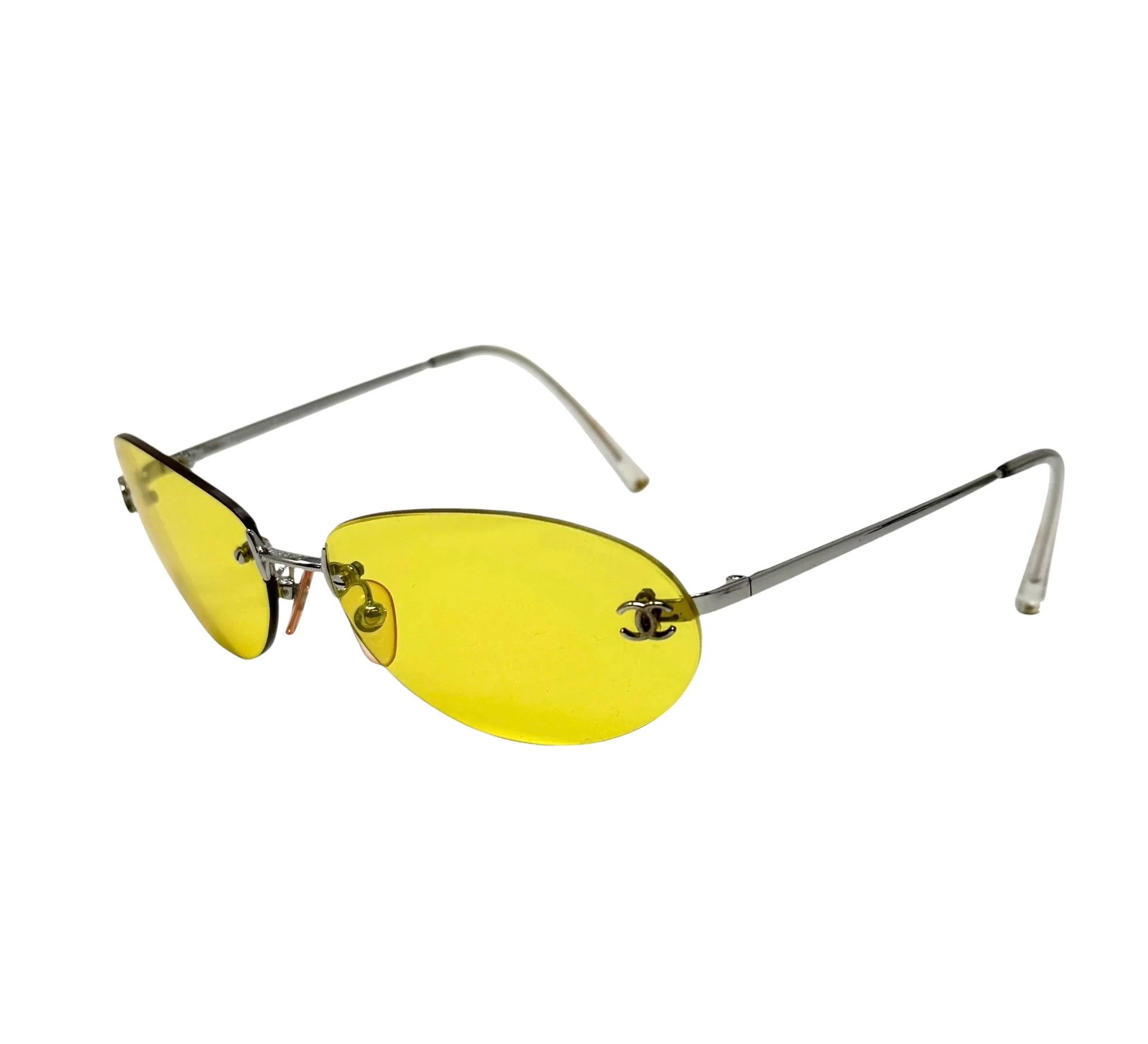 Chanel Yellow Mini Rimless Sunglasses - Image 2