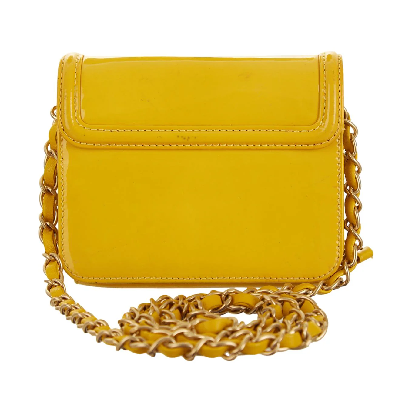 Chanel Yellow Patent Mini Chain Shoulder Bag - Image 2