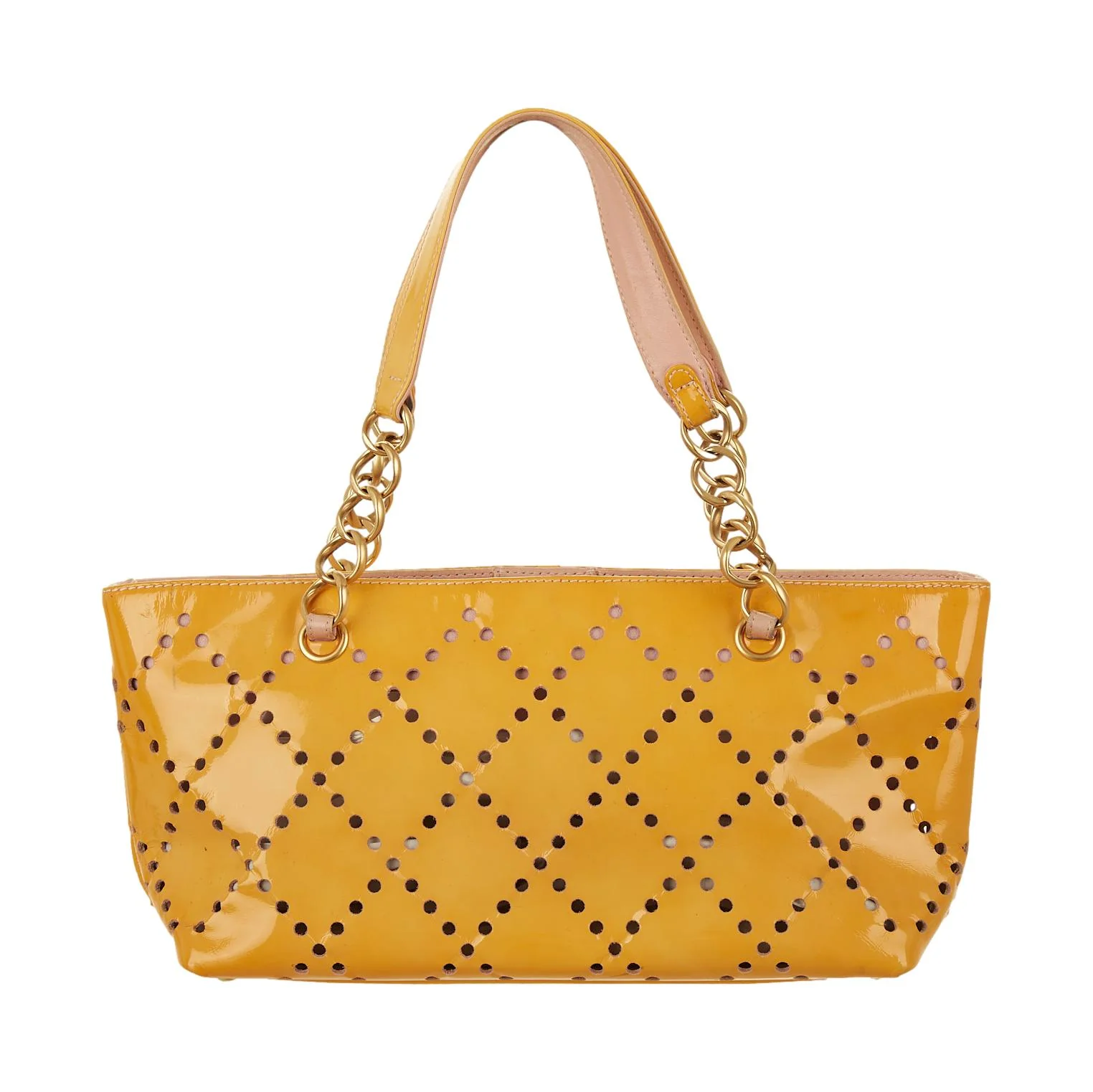 Chanel Peach Perforated Logo Shoulder Bag - Image 2