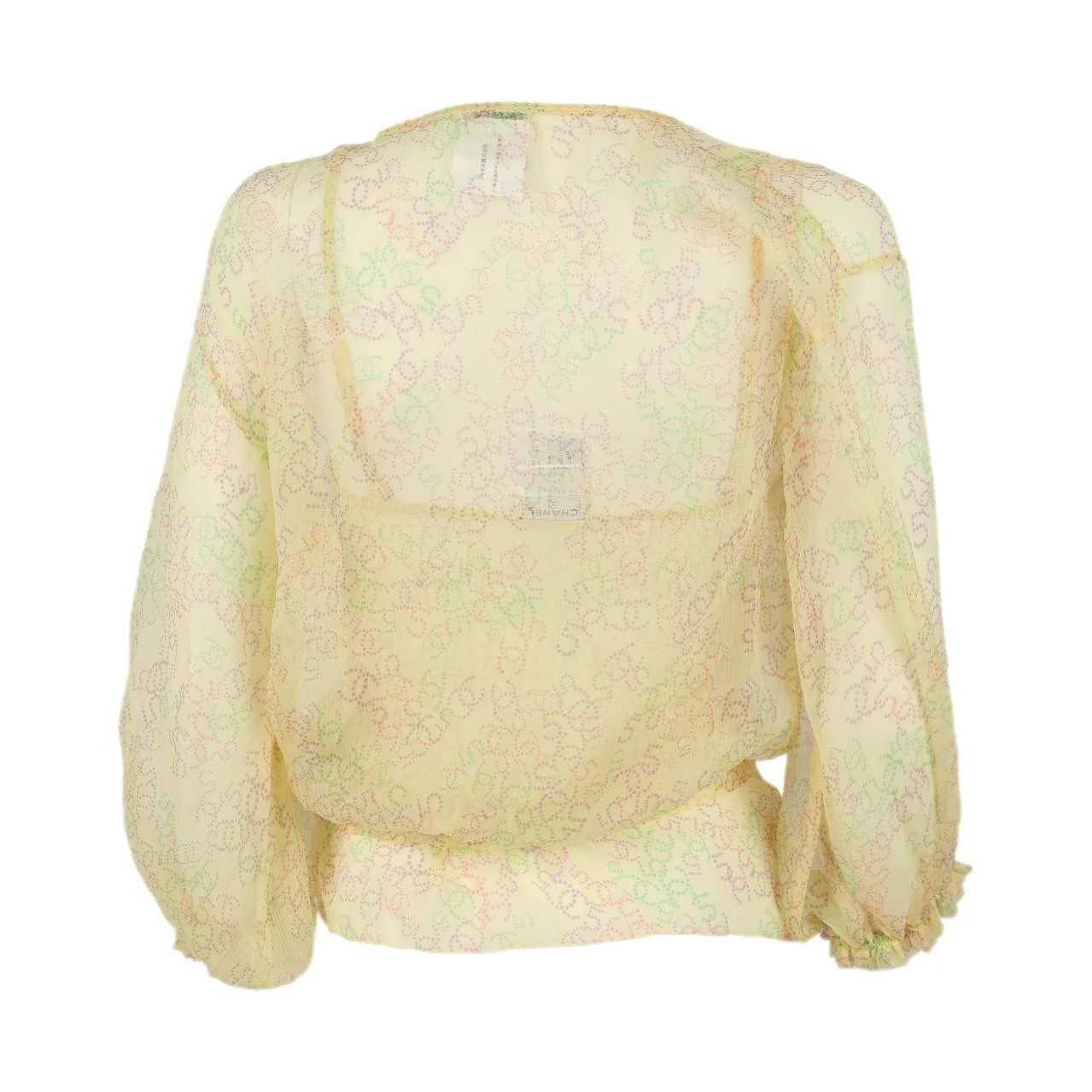 Chanel Yellow Sheer Tie Top - Image 2