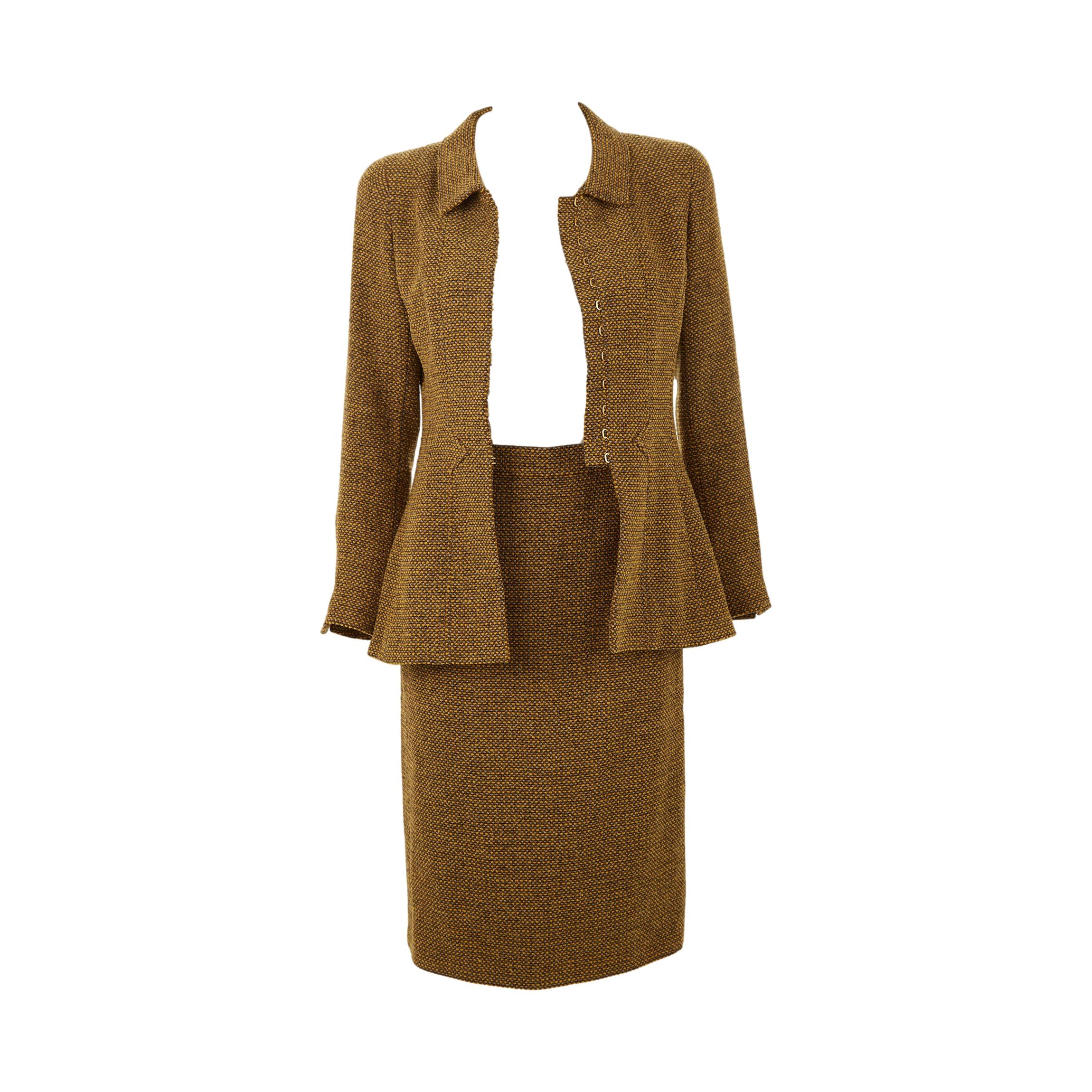 Chanel Gold Tweed Skirt Set