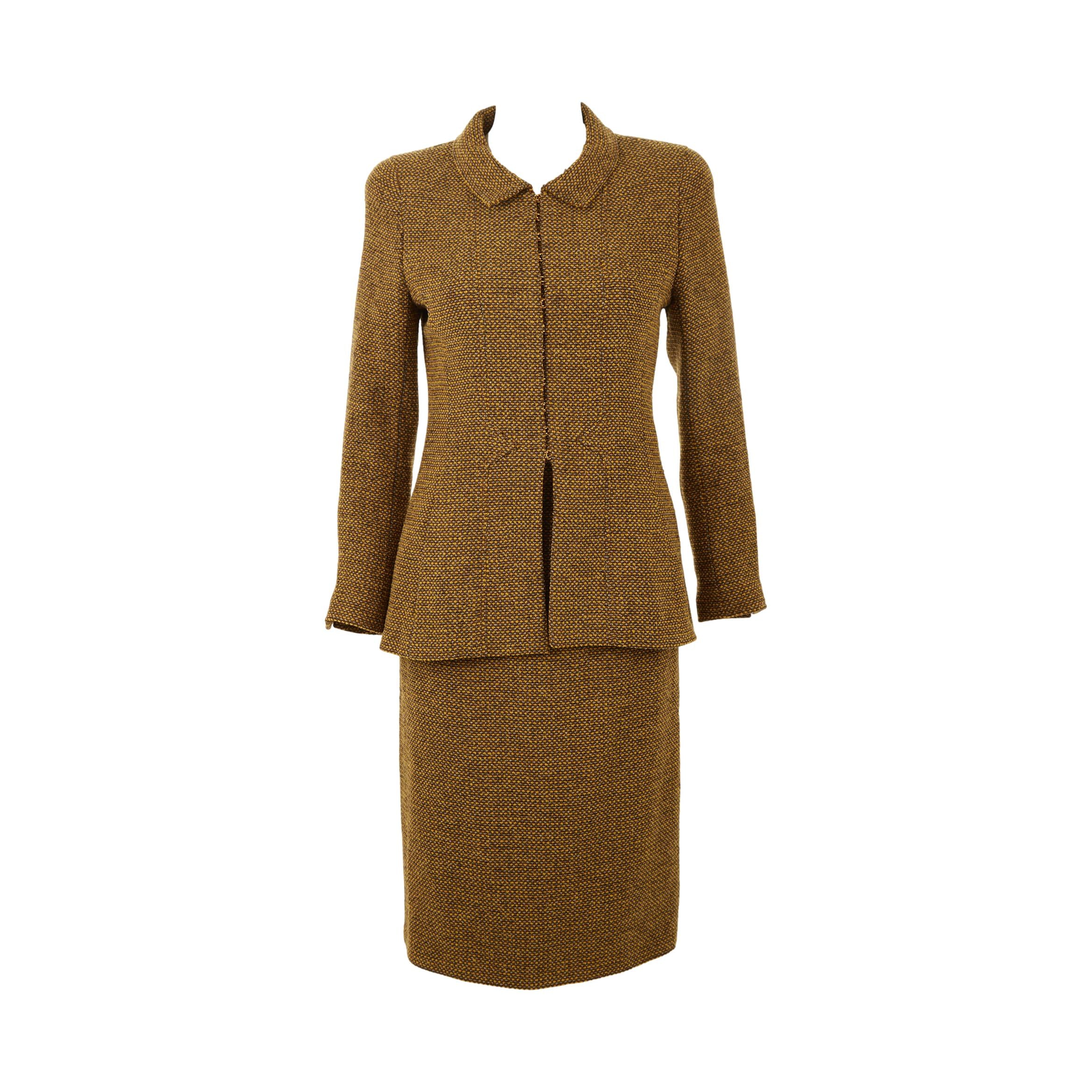 Chanel Gold Tweed Skirt Set - Image 2