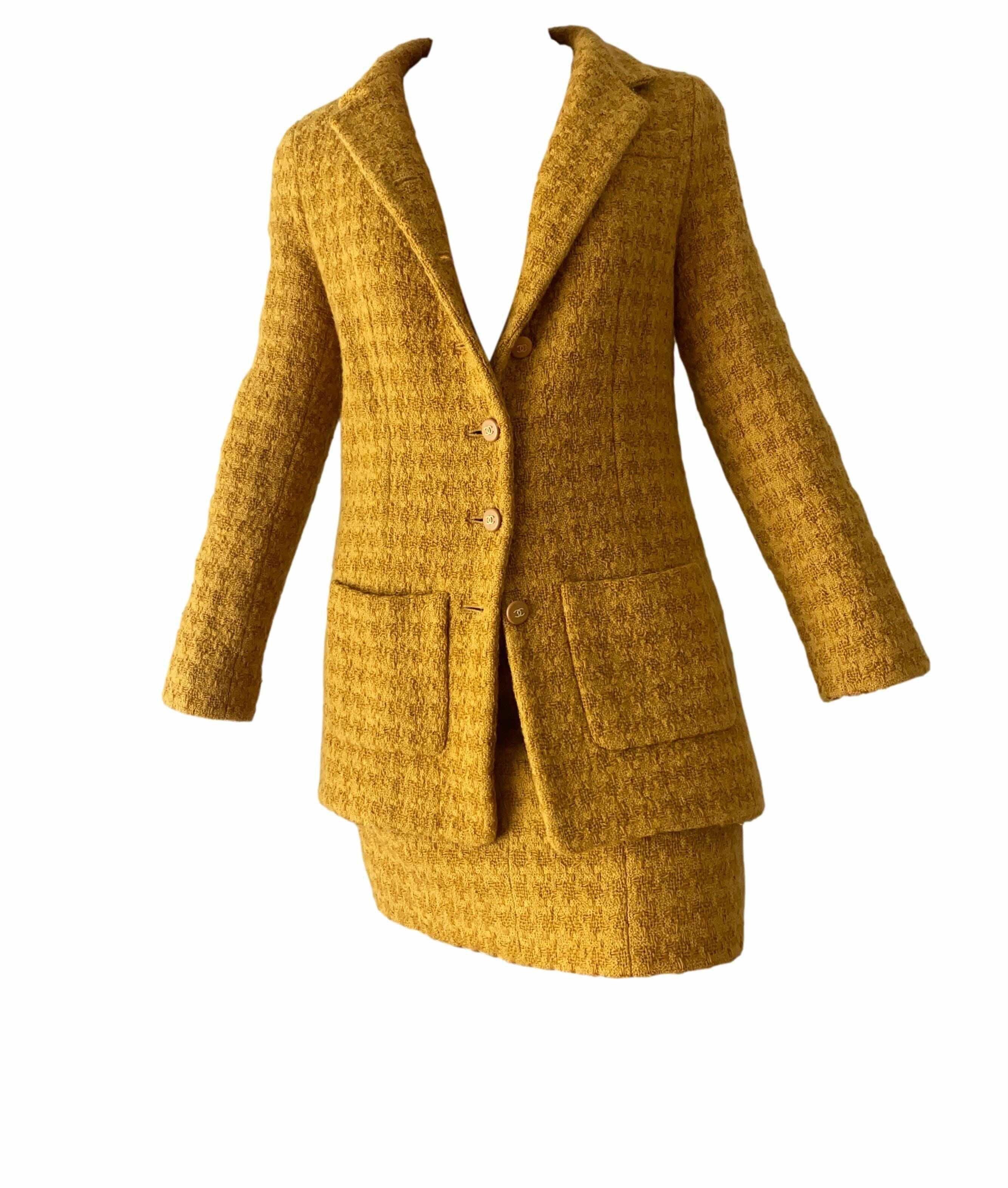 Chanel Yellow Tweed Skirt Set