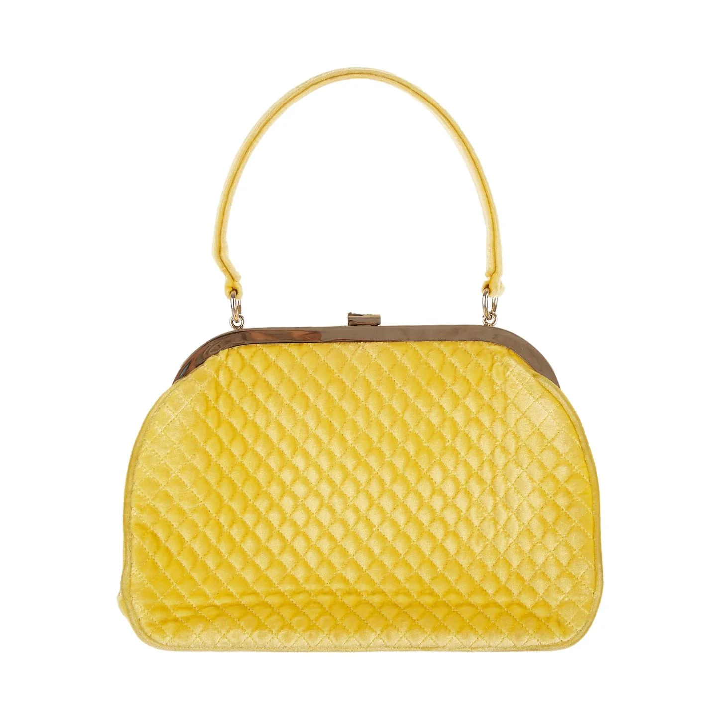 Chanel Yellow Velour Quilted Top Handle Bag - Image 2