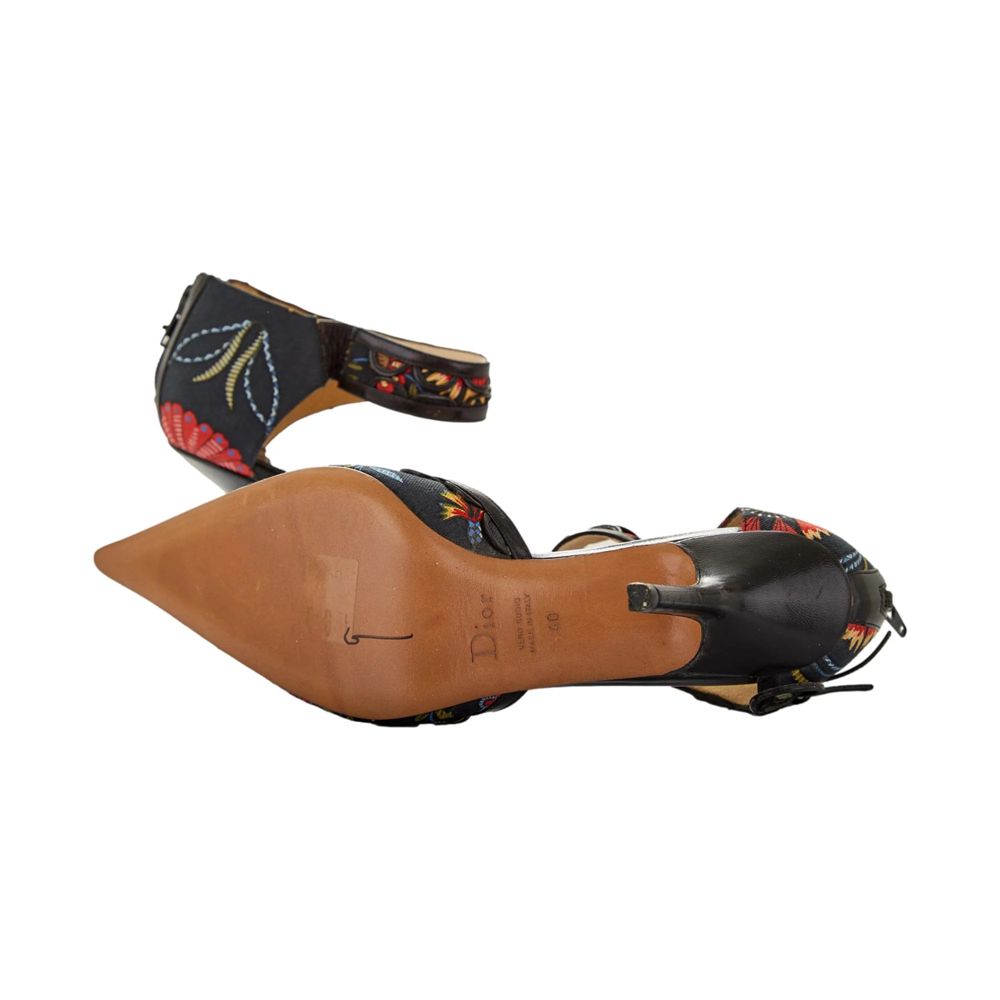 Christian Dior Multi Floral Lace Ankle Strap Heels - Image 4