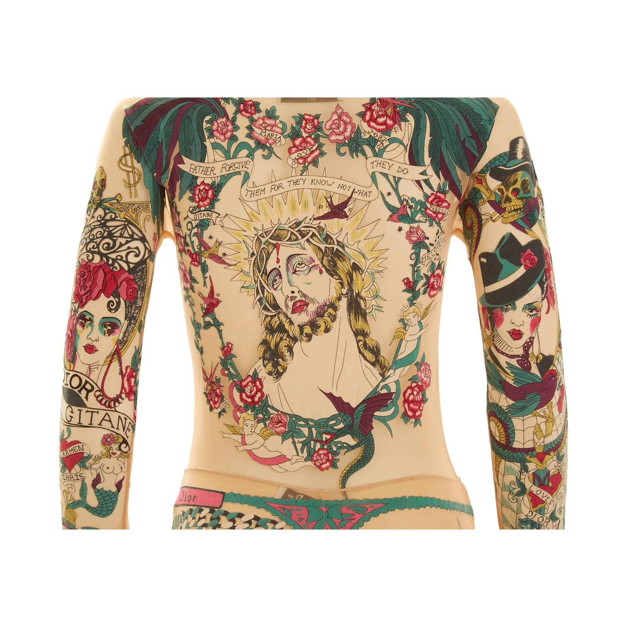Christian Dior Tattoo Print Bodysuit + Leggings Set - Image 3