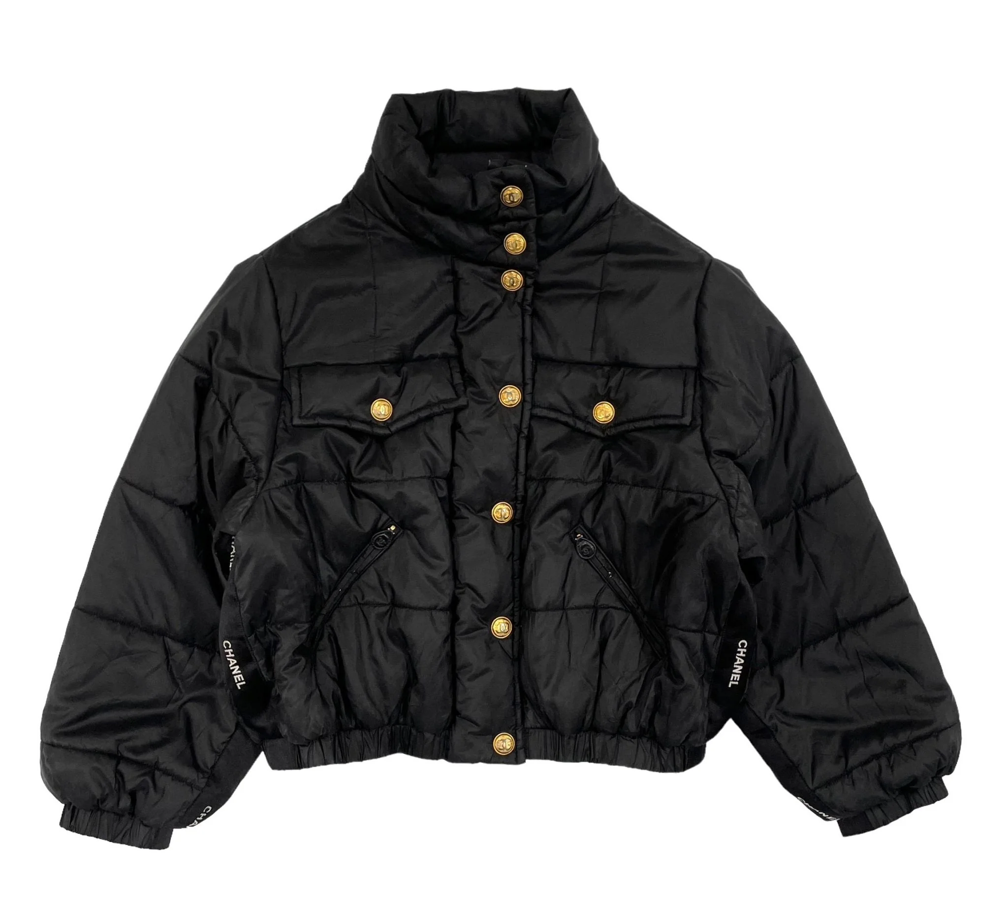Chanel Black Logo Puffer Jacket - Image 2