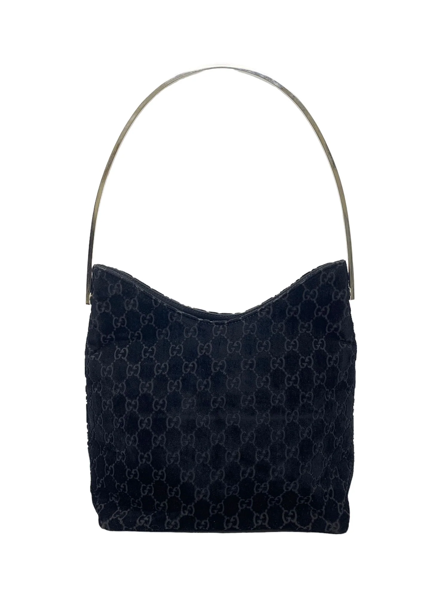 Gucci Black Velvet Logo Top Handle Bag - Image 2