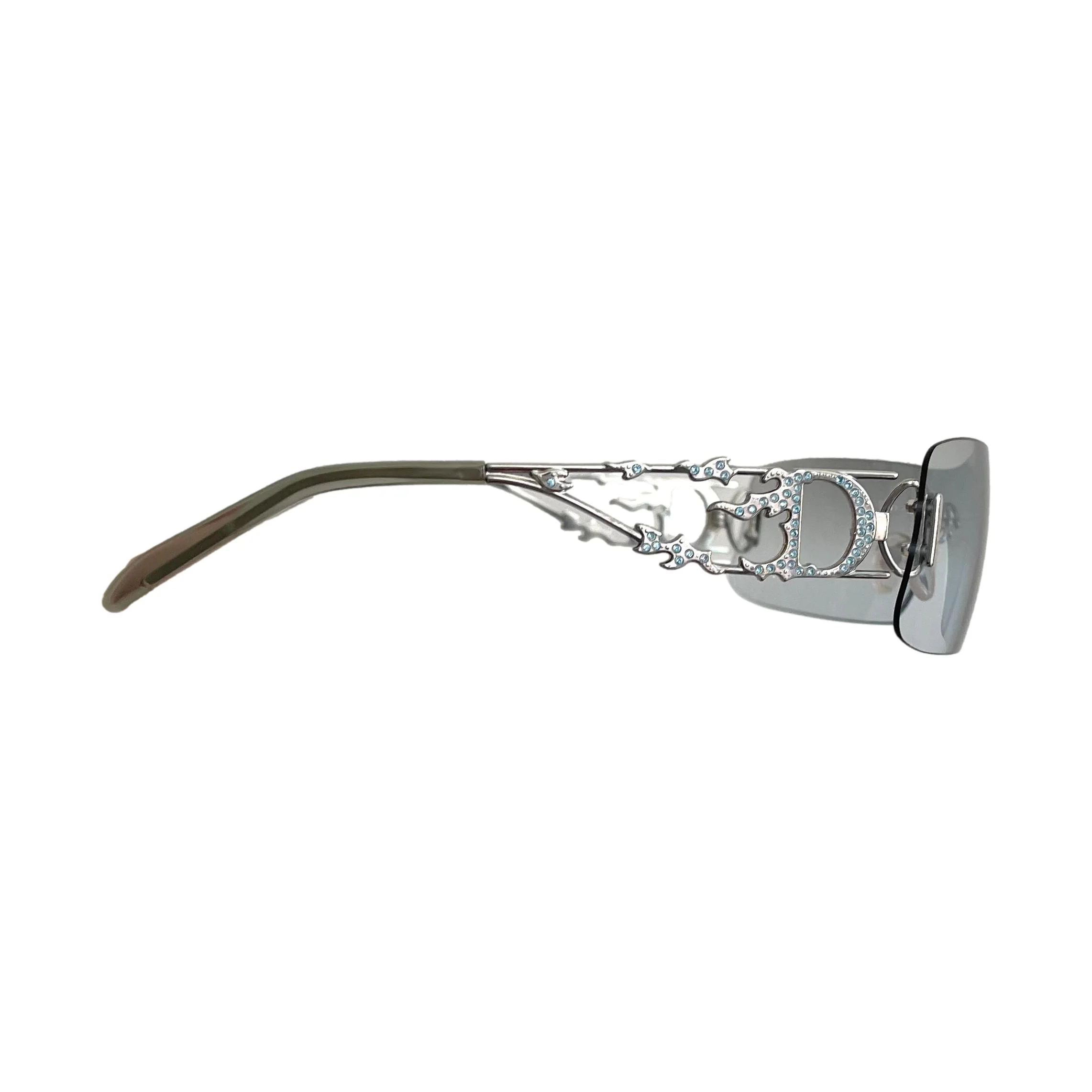 Dior Baby Blue Flame Rhinestone Sunglasses