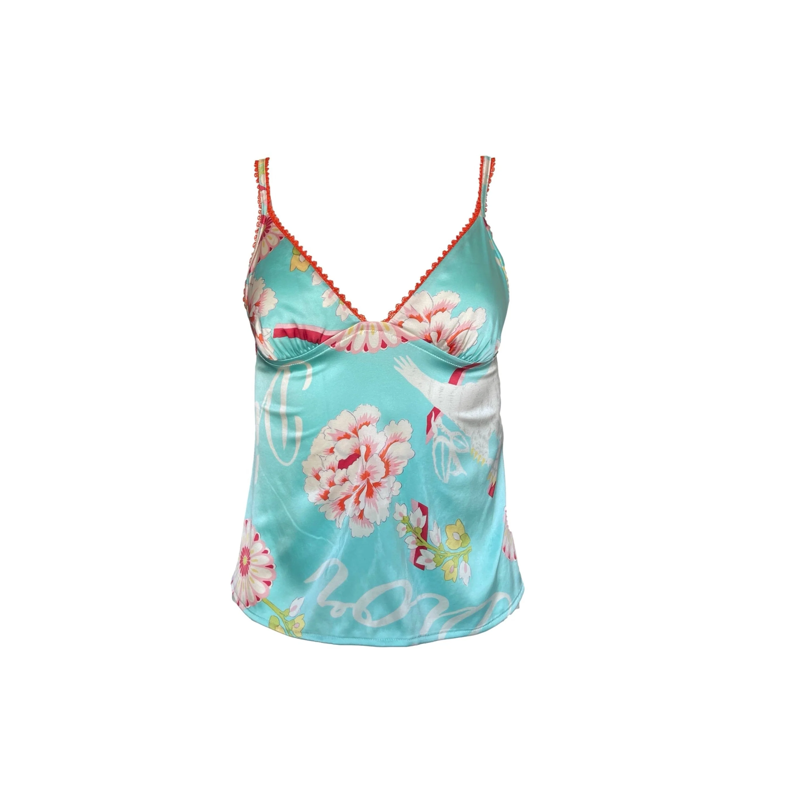 Dior Baby Blue Floral Print Tank