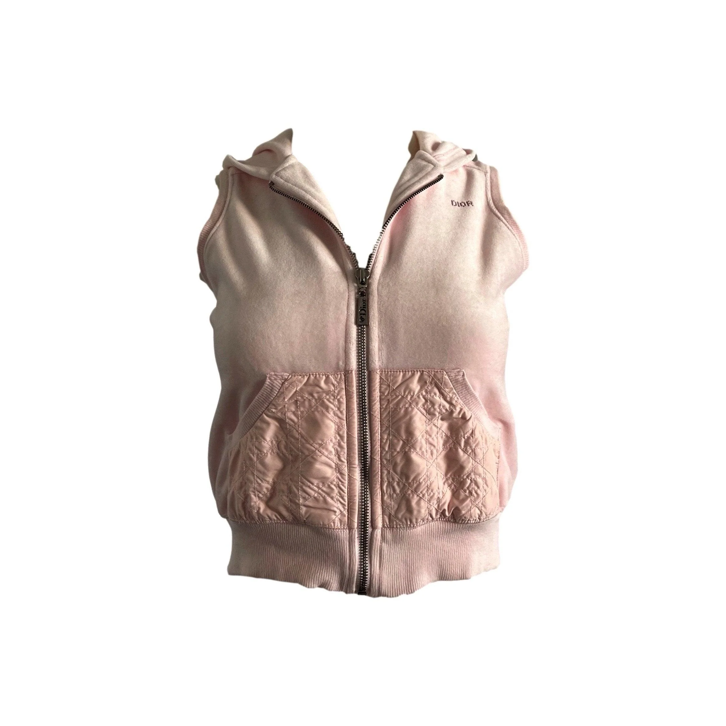 Dior Baby Pink Velour Hooded Vest