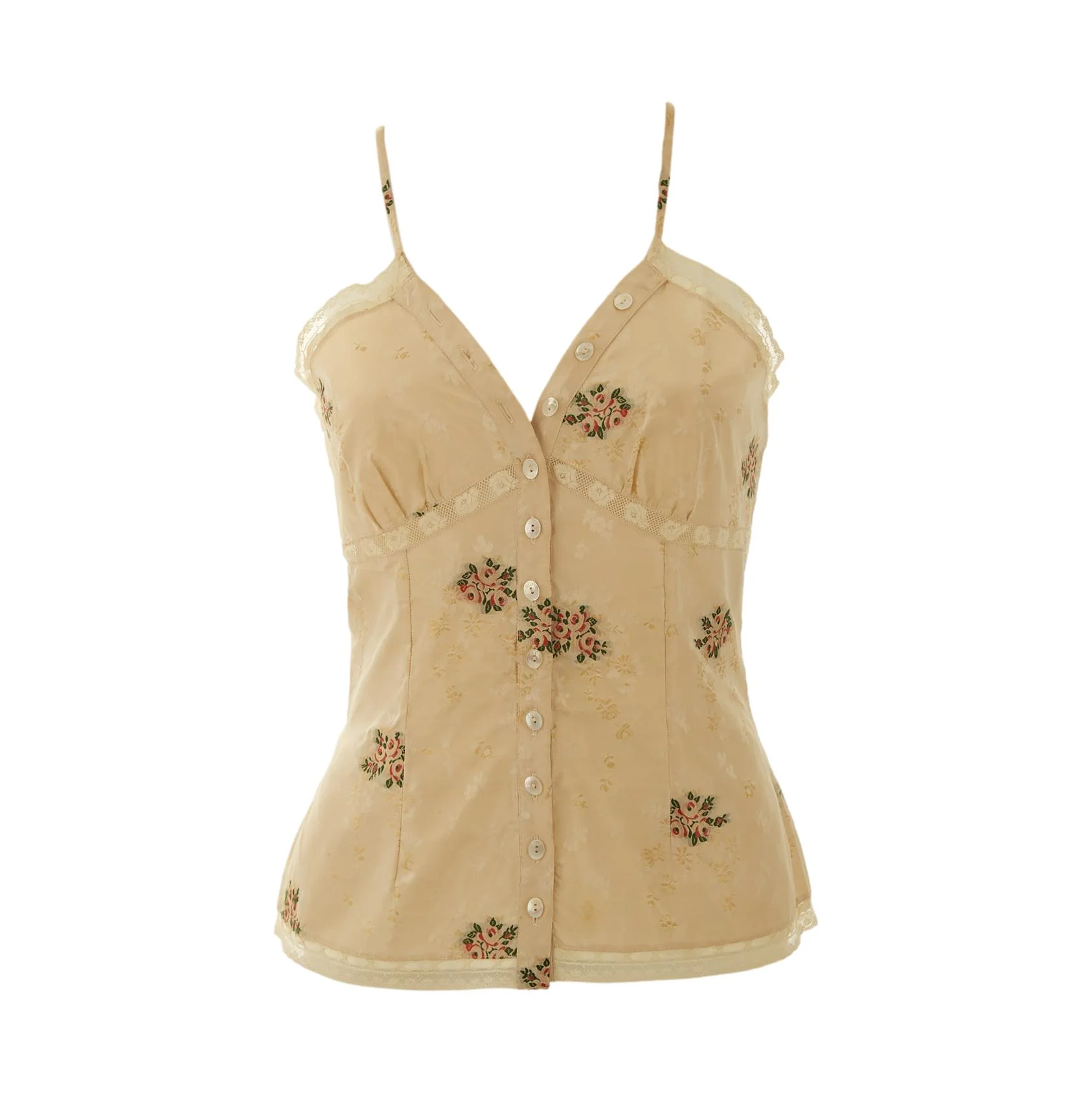 Dior Beige Floral Embroidered Tank