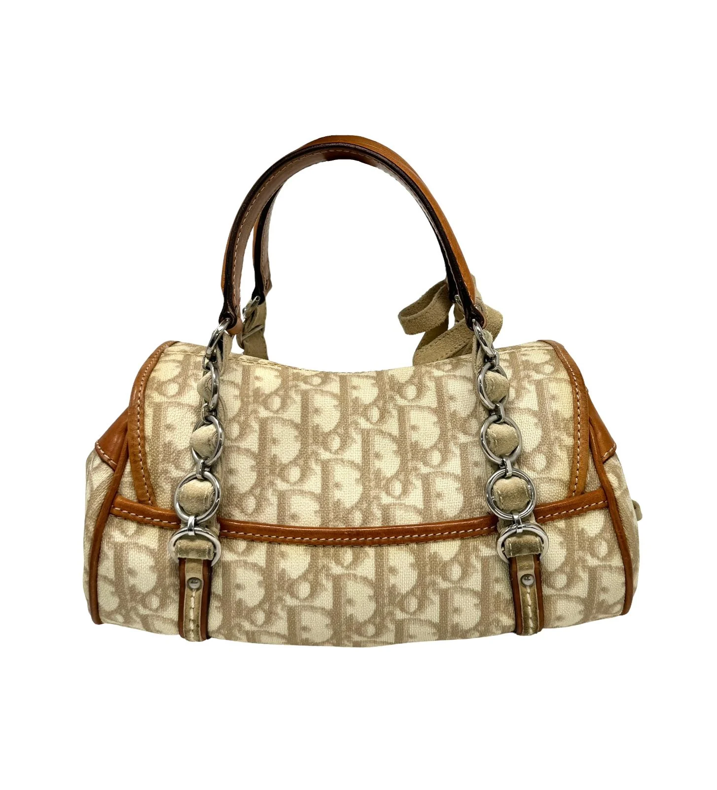 Dior Beige Logo Heart Top Handle Bag - Image 3
