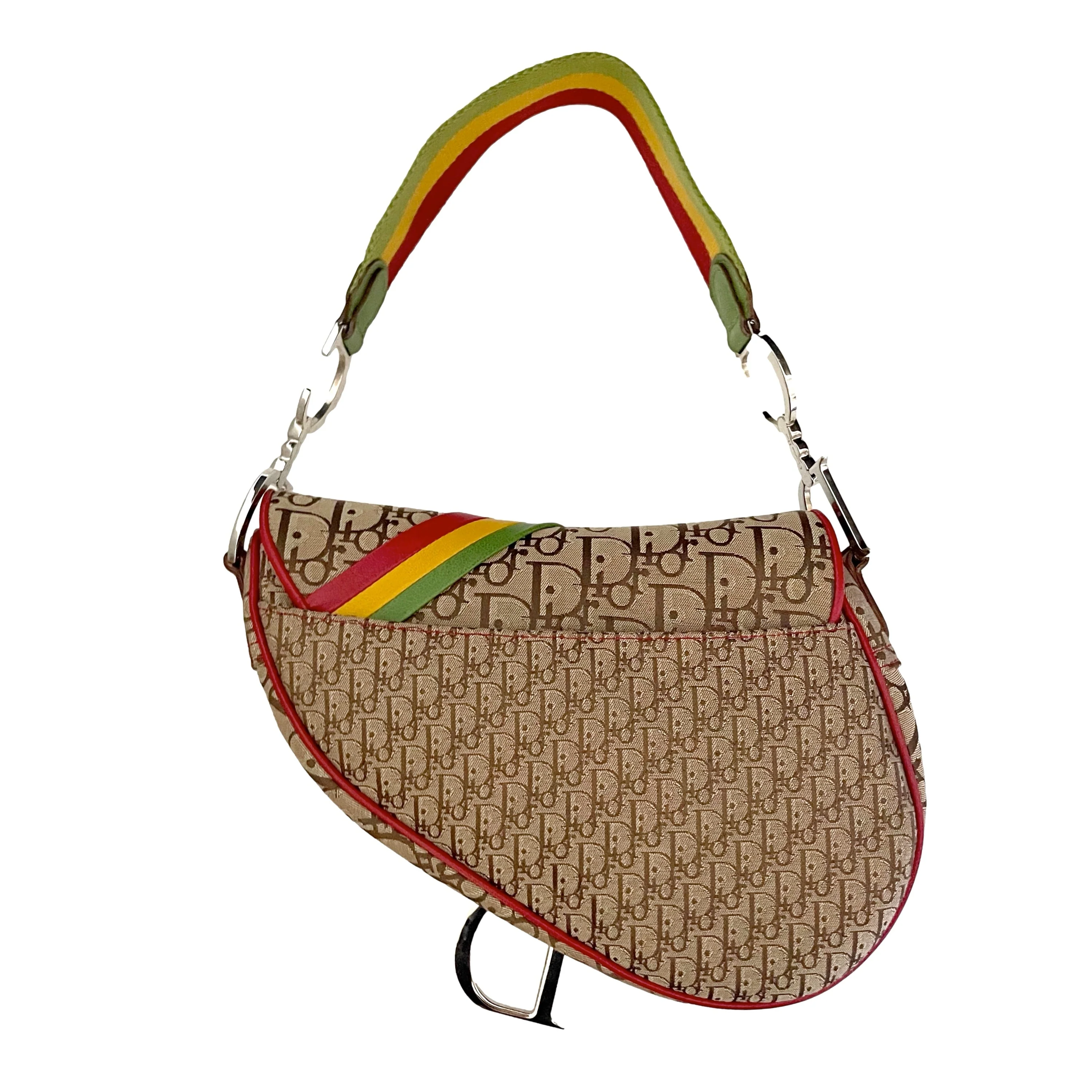 Dior Beige Rasta Logo Saddle Bag - Image 2