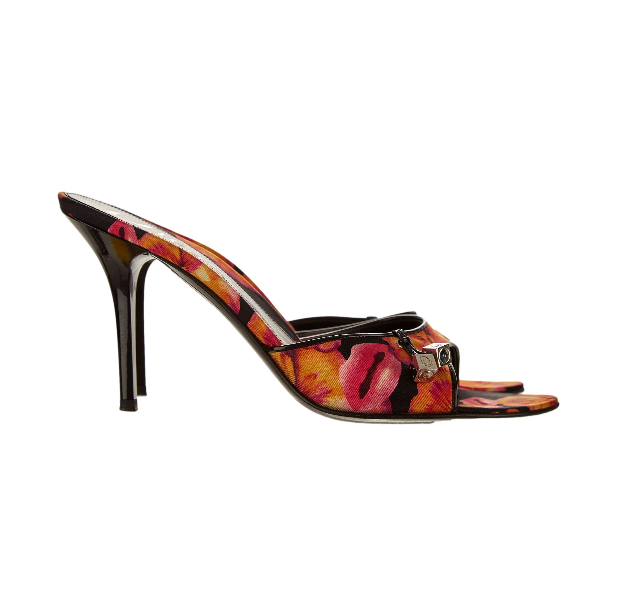 Dior Black Floral Dice Heels - Image 2