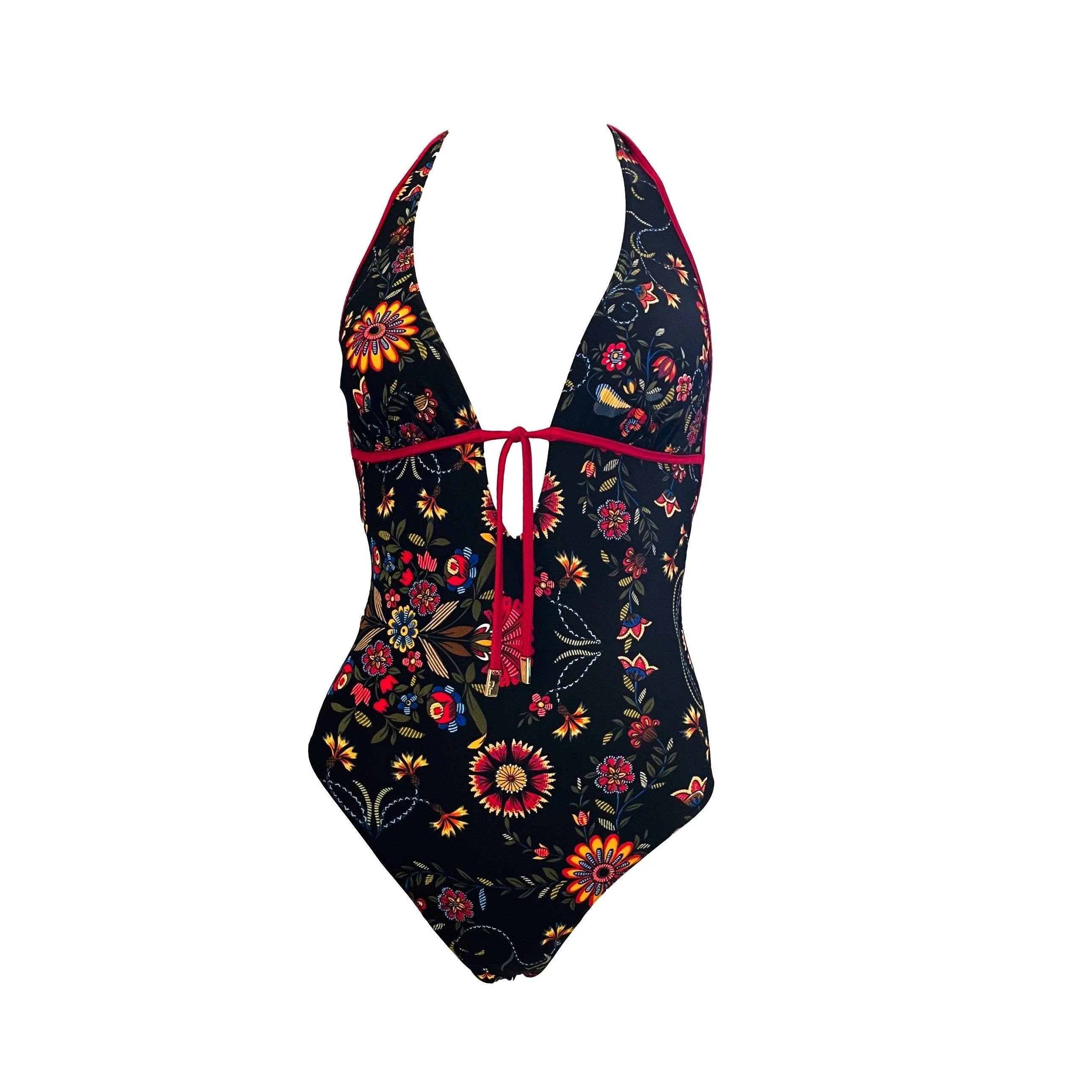 Dior Black Floral Halter One Piece