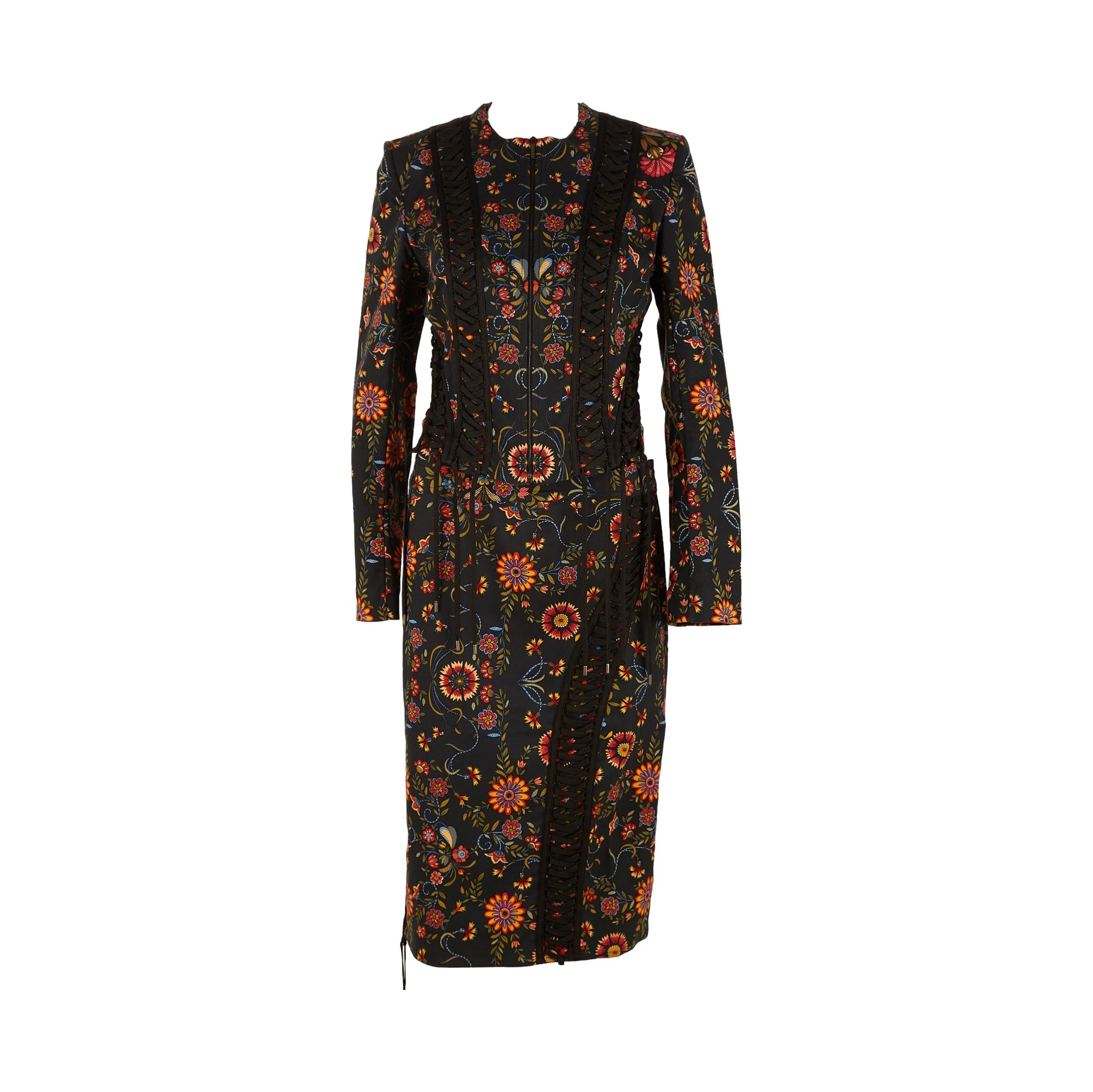 Dior Black Floral Lace Up Skirt Set - Image 2