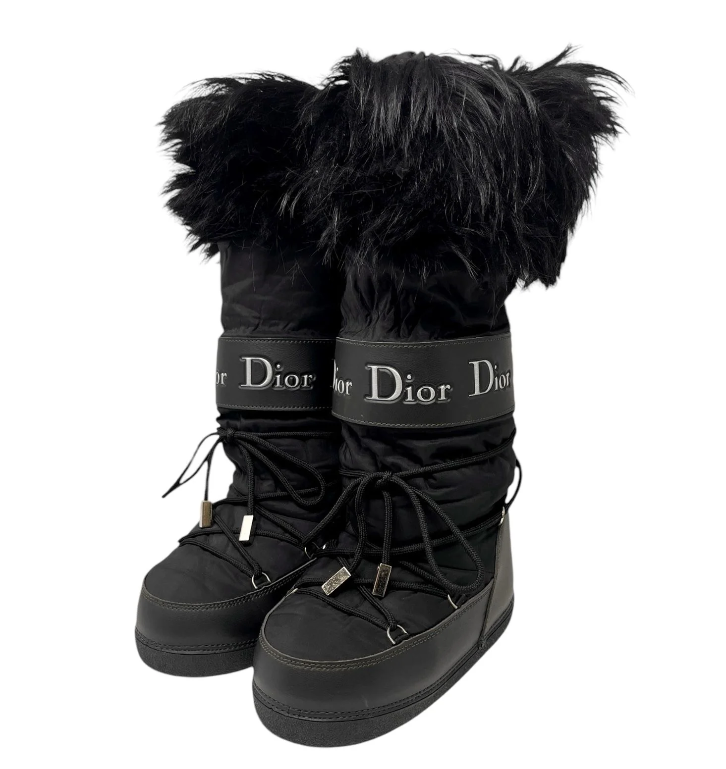 Dior Black Lace-Up Winter Boots - Image 2