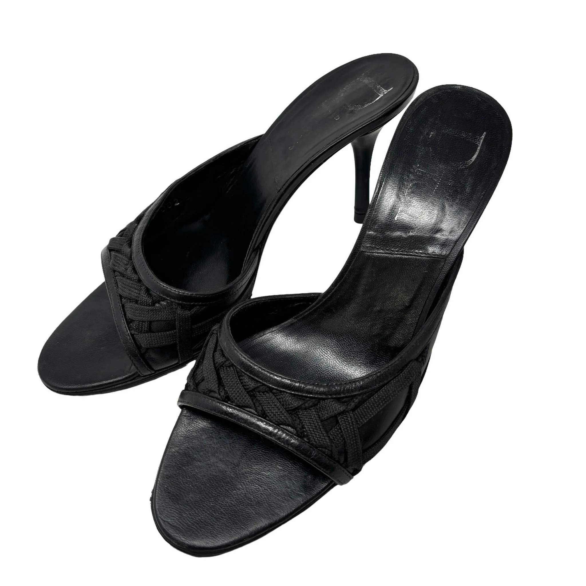 Dior Black Leather Bondage Heels - Image 3