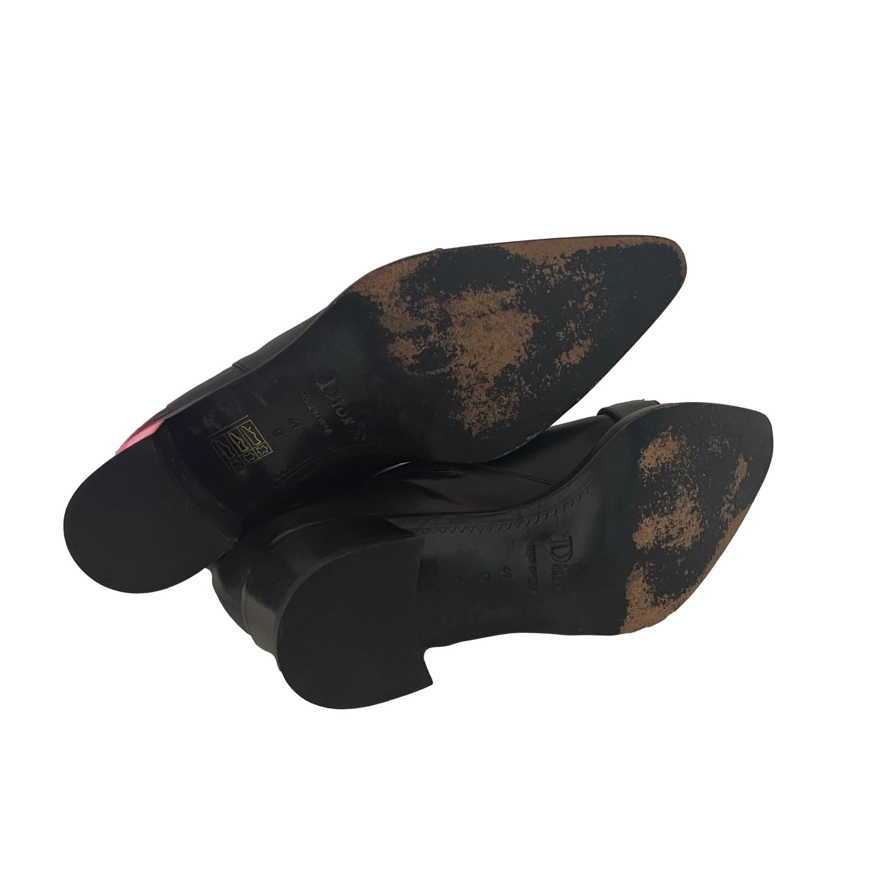 Dior Black Leather Logo Boots - Image 3
