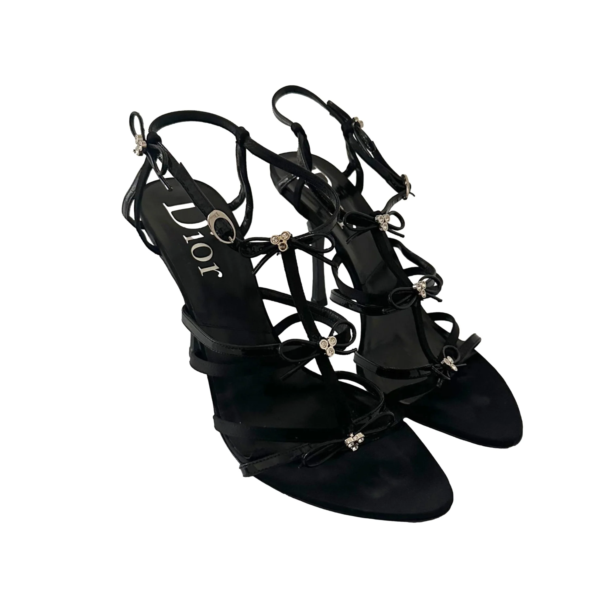 Dior Black Rhinestone Bow Heels - Image 2