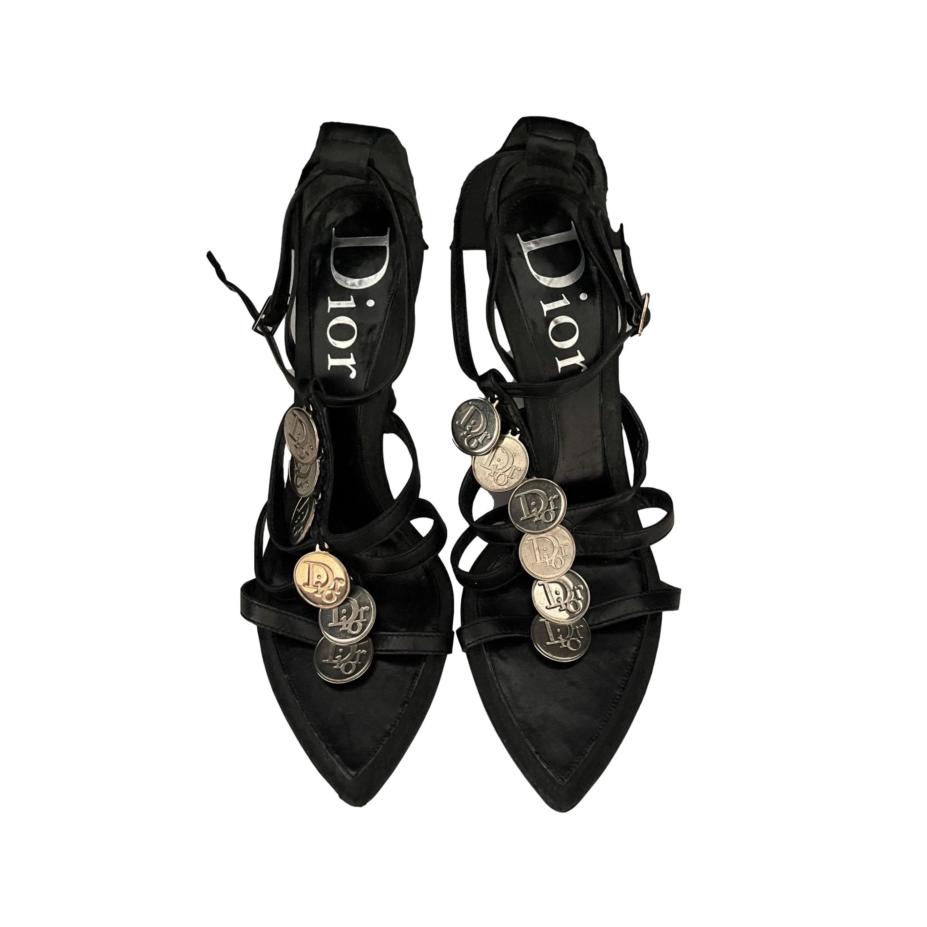 Dior Black Logo Coin Heels