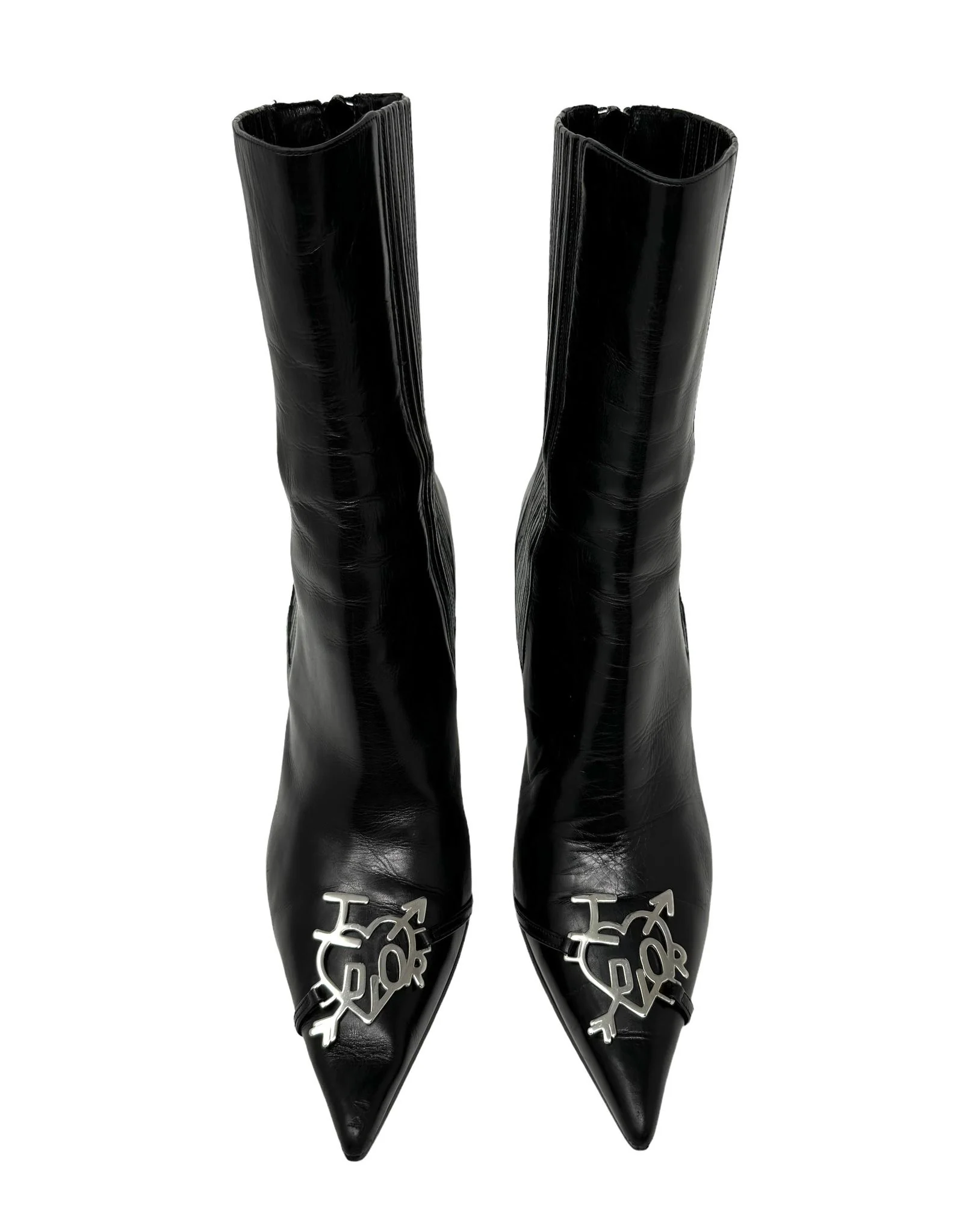 Dior Black Logo Heart Boots - Image 2