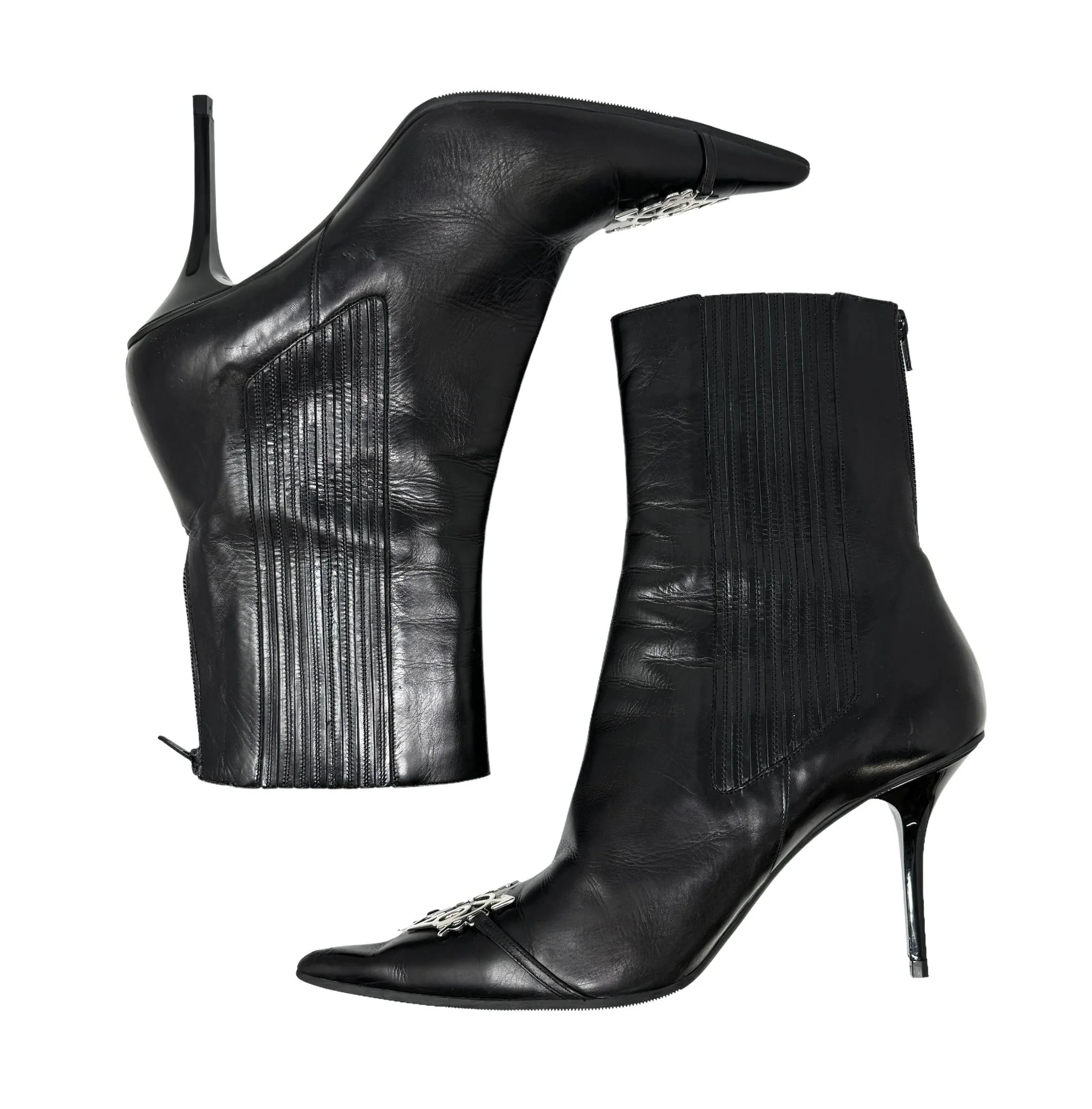 Dior Black Logo Heart Boots - Image 3